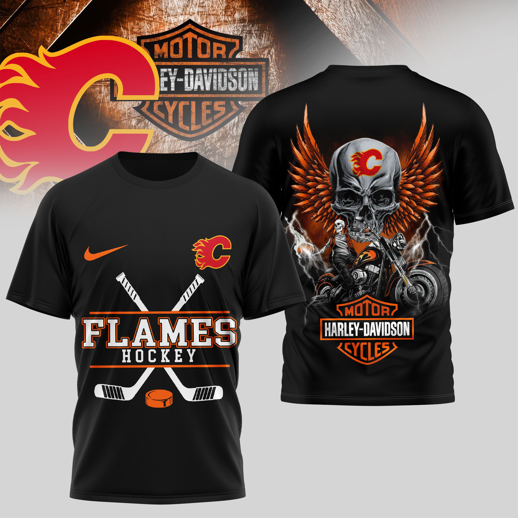 Calgary Flames | Premium NHL Harley Davidson 3D Shirt TD