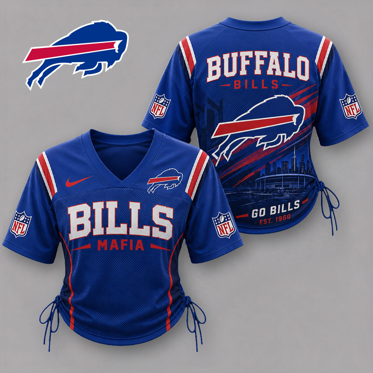 Buffalo Bills | Premium NFL Game Day Women Lace-Up Jersey Shirt NY