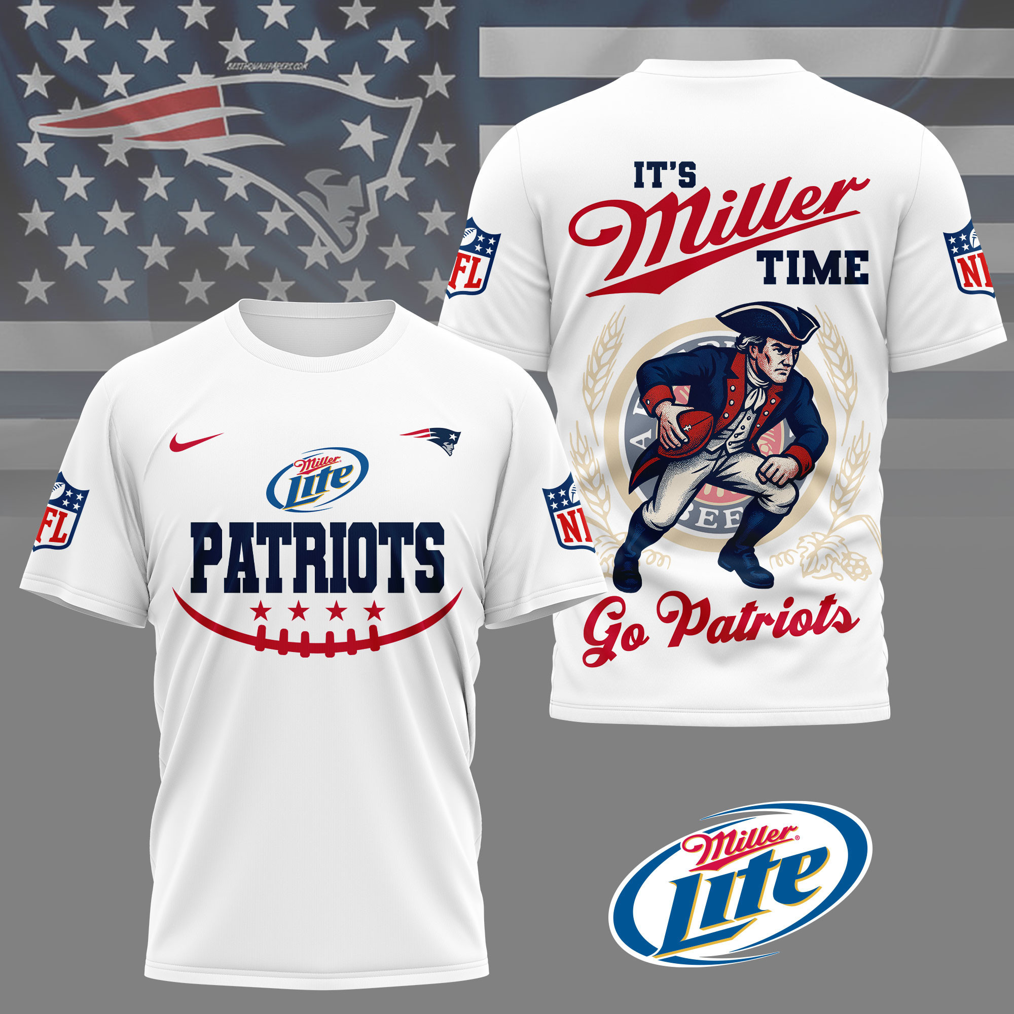New England Patriots | Premium NFL Miller Lite 3D Shirt NY