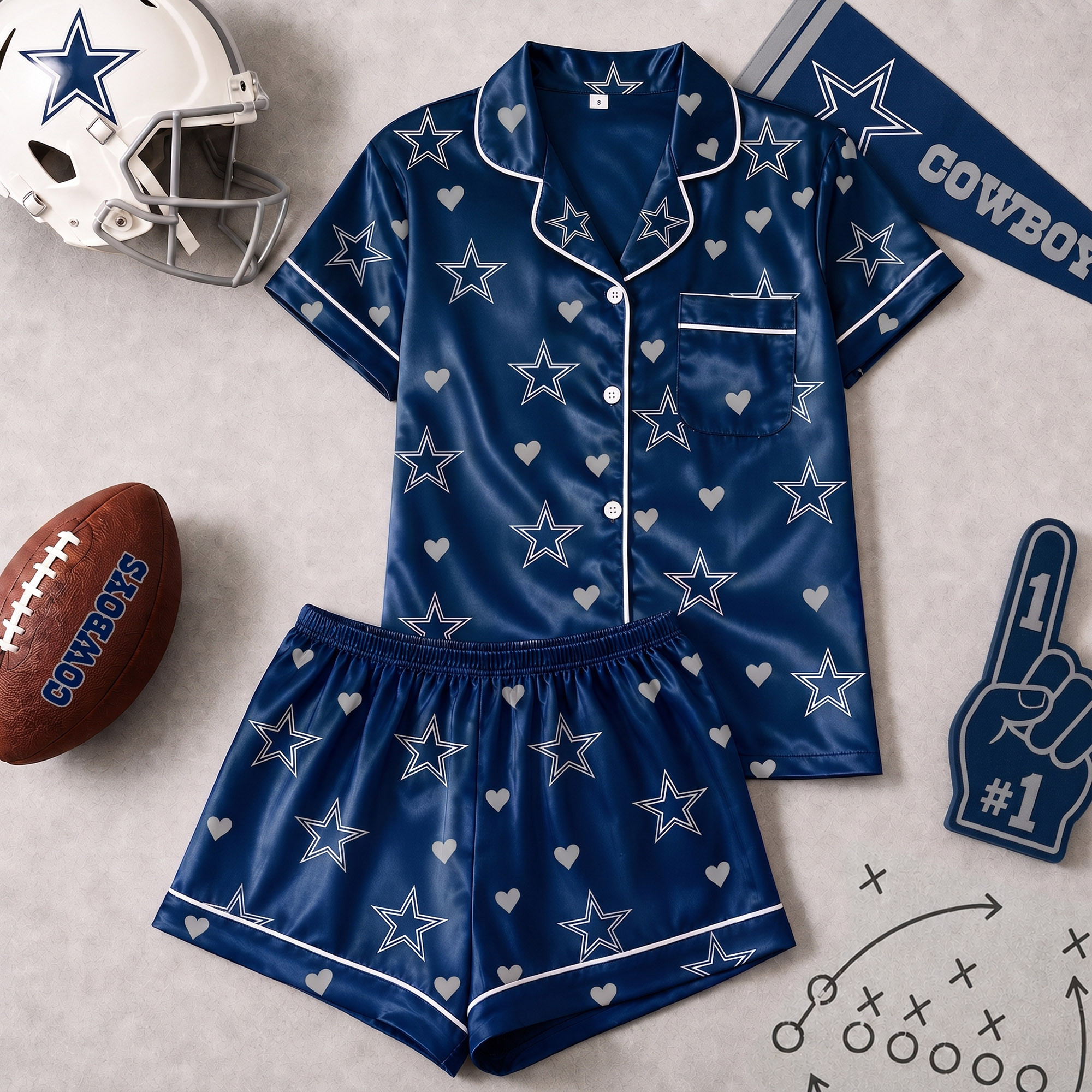 Dallas Cowboys | Premium NFL Love Satin Pajamas Set NY