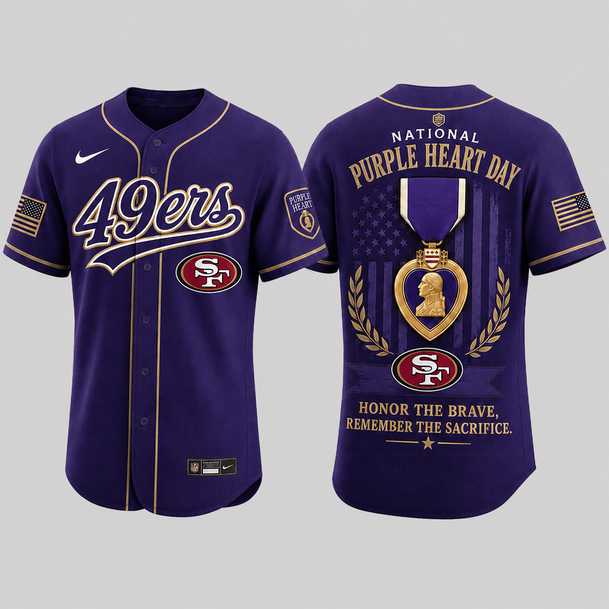 San Francisco 49ers | Premium NFL Purple Heart Day Jersey Shirt TD