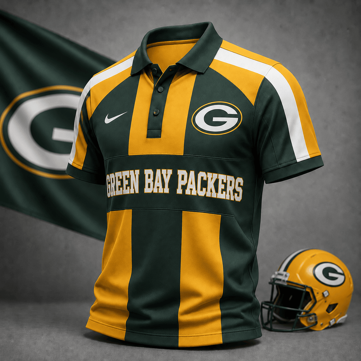 Green Bay Packers | Premium NFL Heritage Stripe Rugby Polo Shirt NY