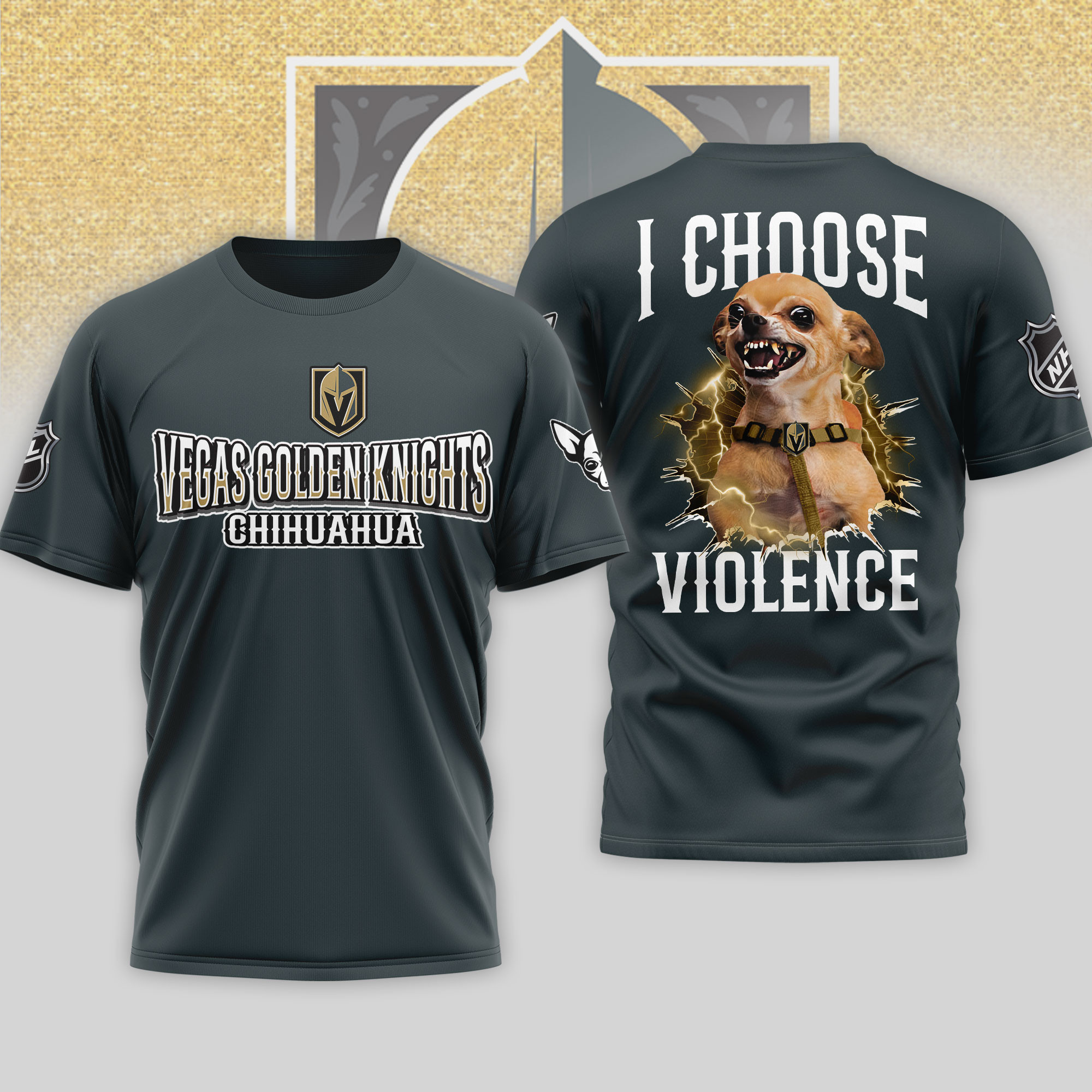Vegas Golden Knights | Premium NHL Chihuahua Violent 3D T-Shirt HY