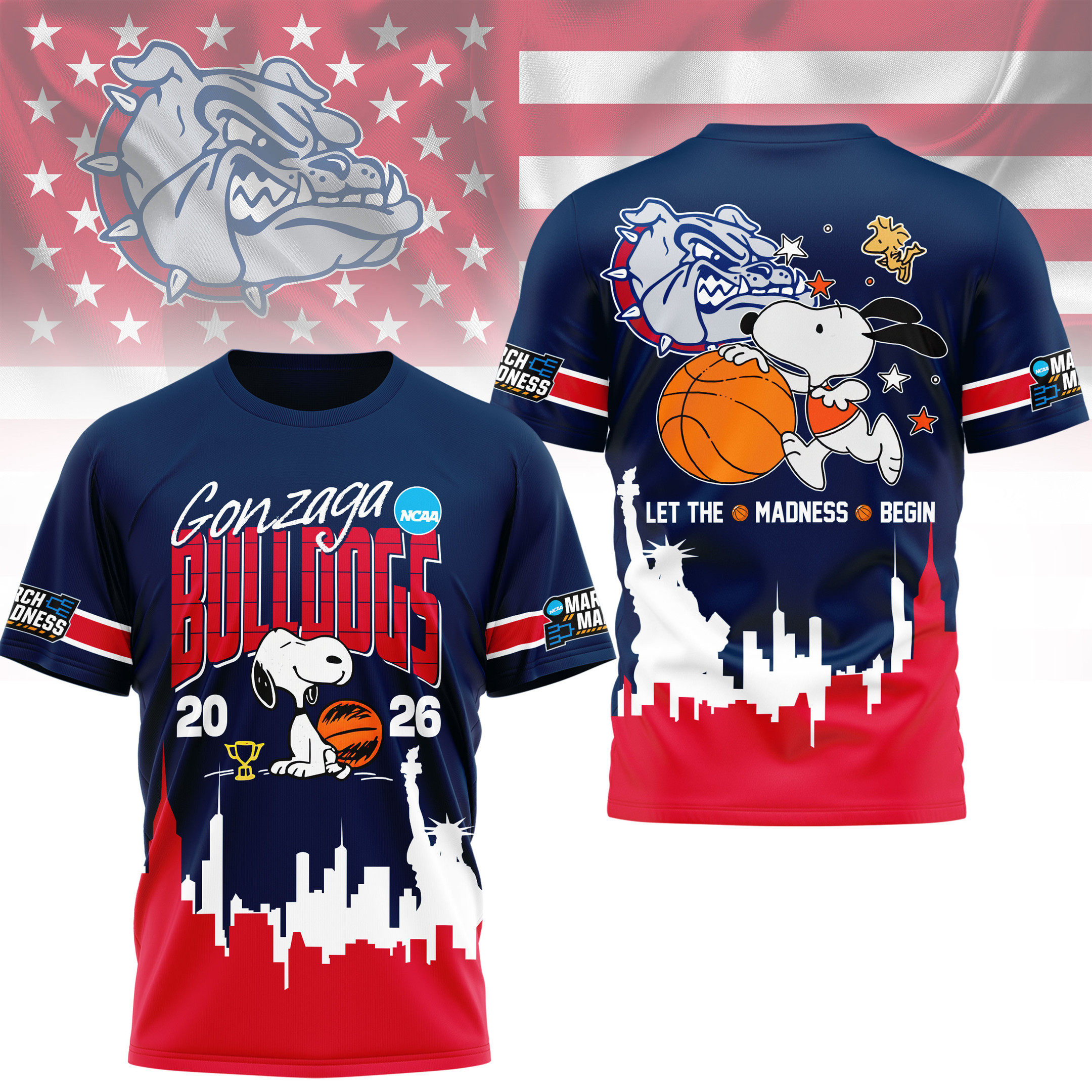 Gonzaga Bulldogs | Premium NCAA March Madness 3D Shirt PB1T8UC