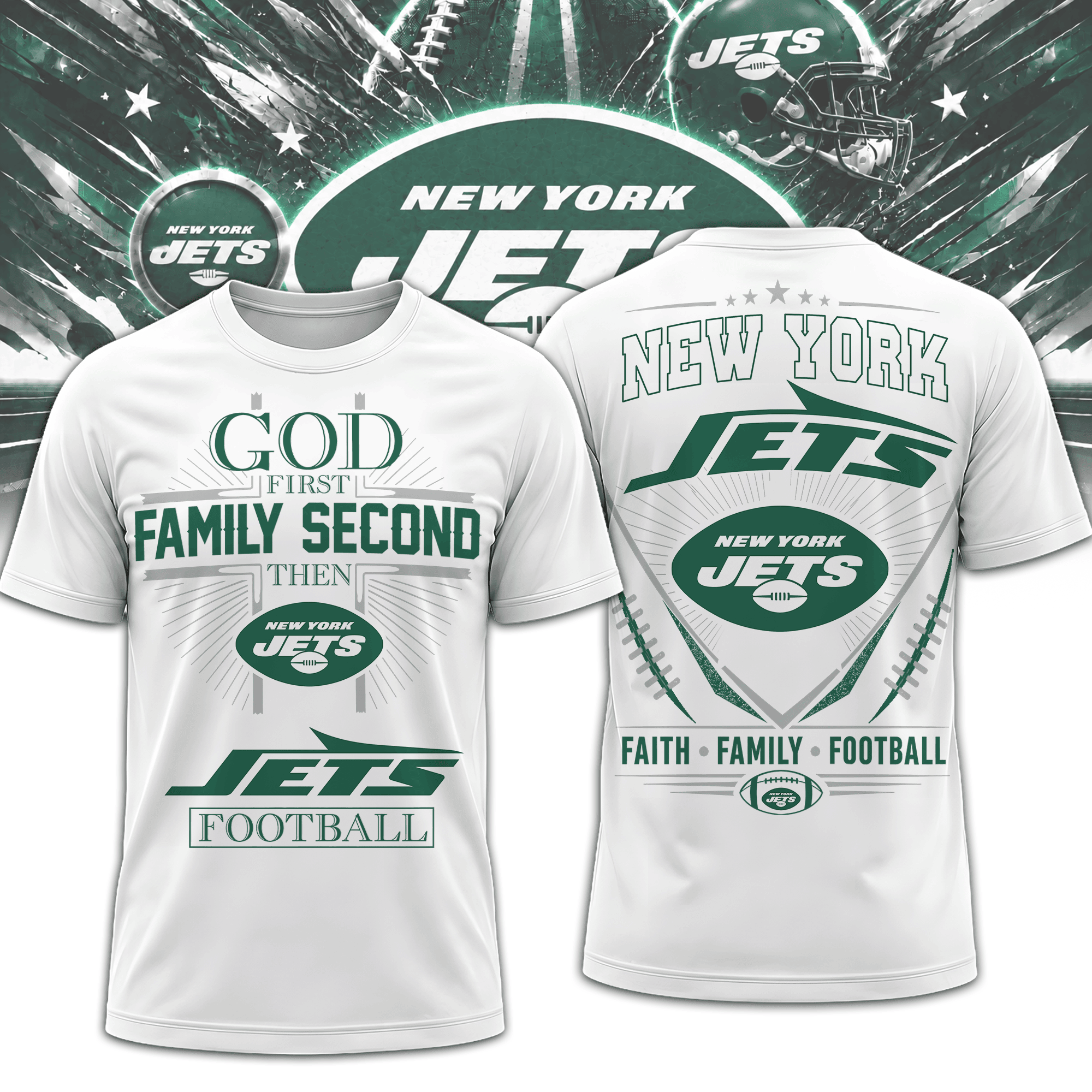 New York Jets | Premium NFL Faith, Family, Football 3D Shirt NTH1