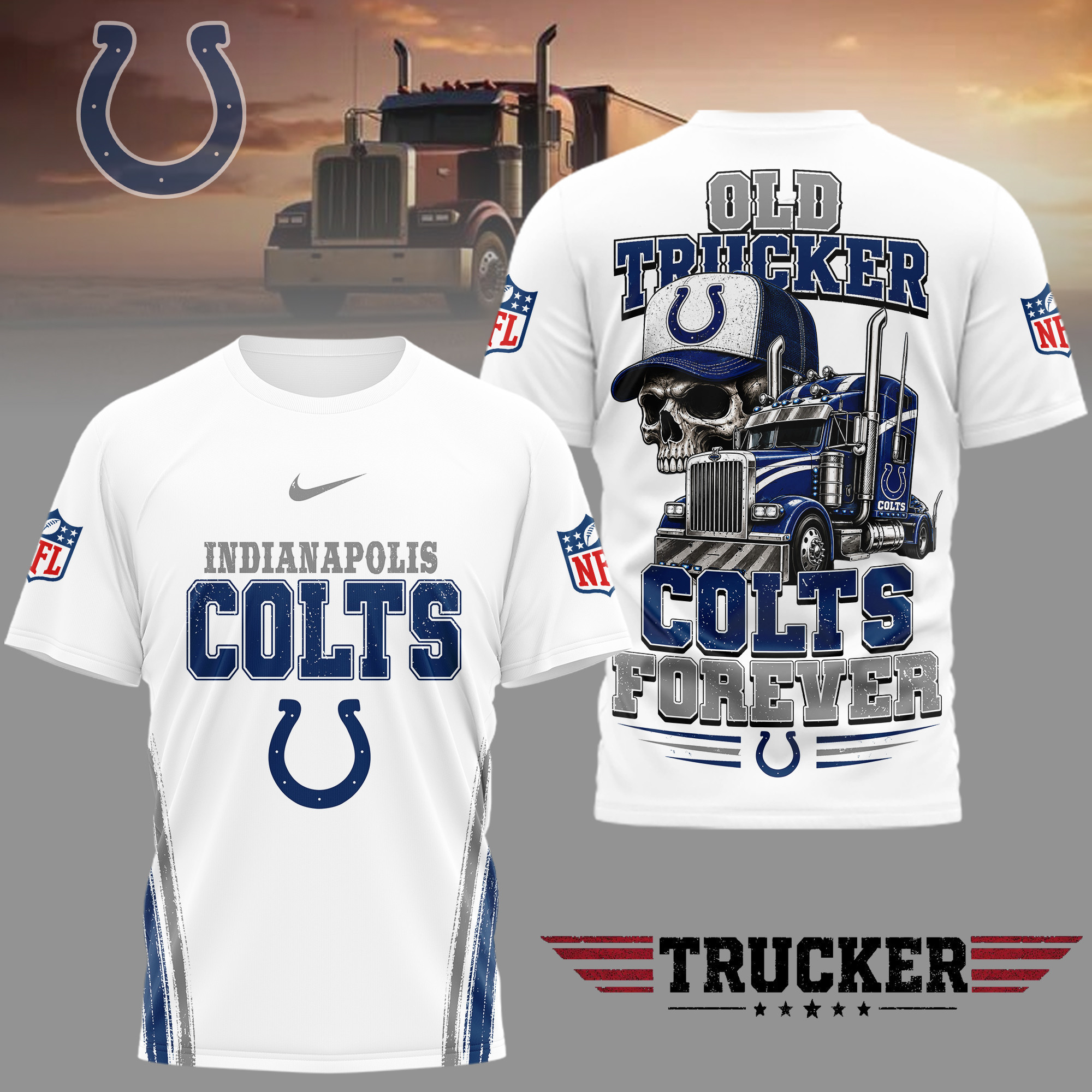 Indianapolis Colts | Premium NFL Old Trucker Fan 3D Shirt TD