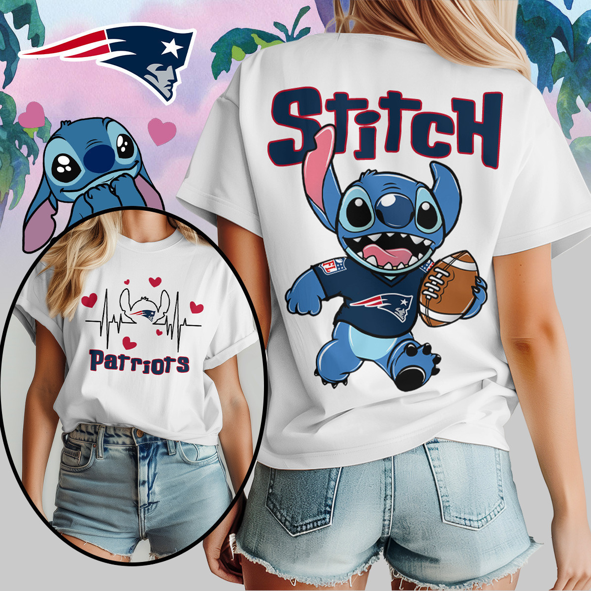 New England Patriots | Premium NFL Stitch Women Shirt TD