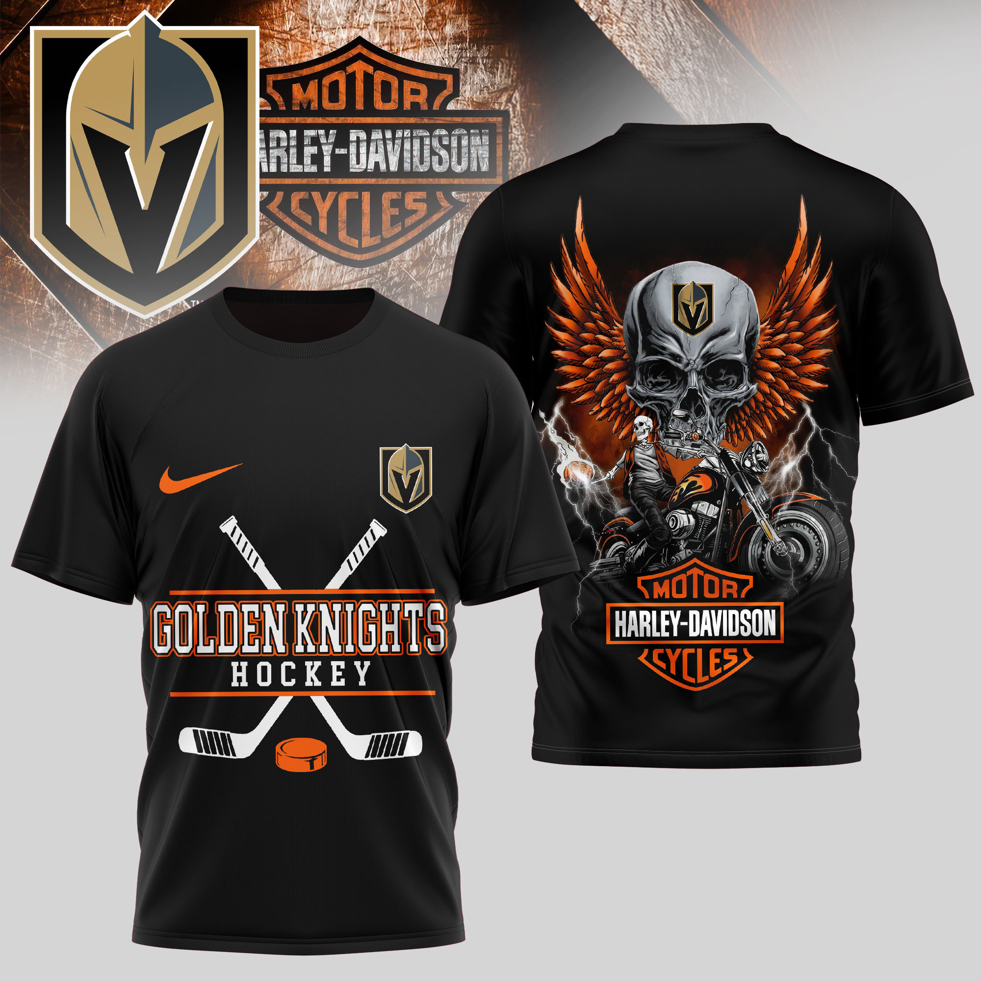 Vegas Golden Knights | Premium NHL Harley Davidson 3D Shirt TD