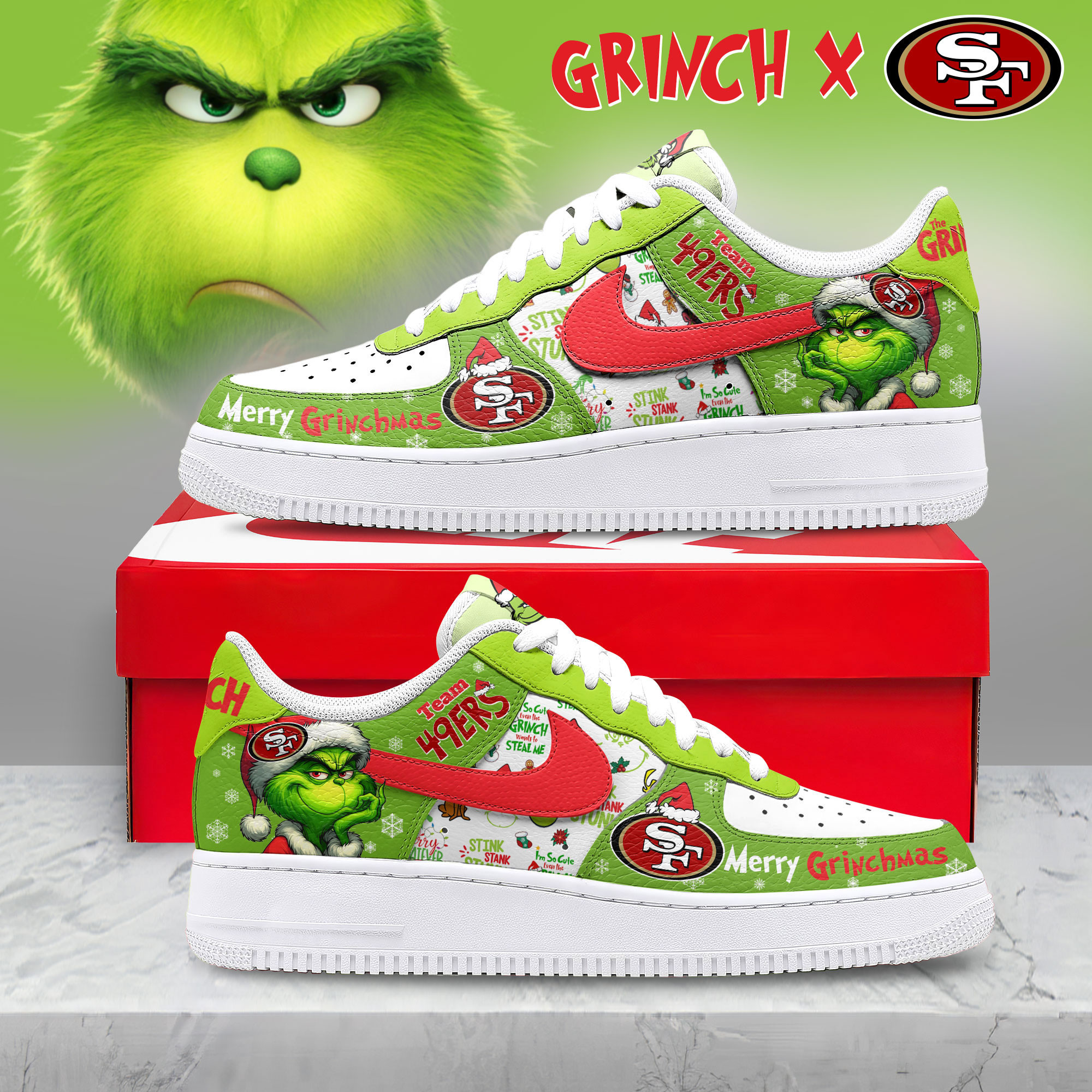 San Francisco 49ers | Premium NFL Grinch AF1 Limited Edition TD