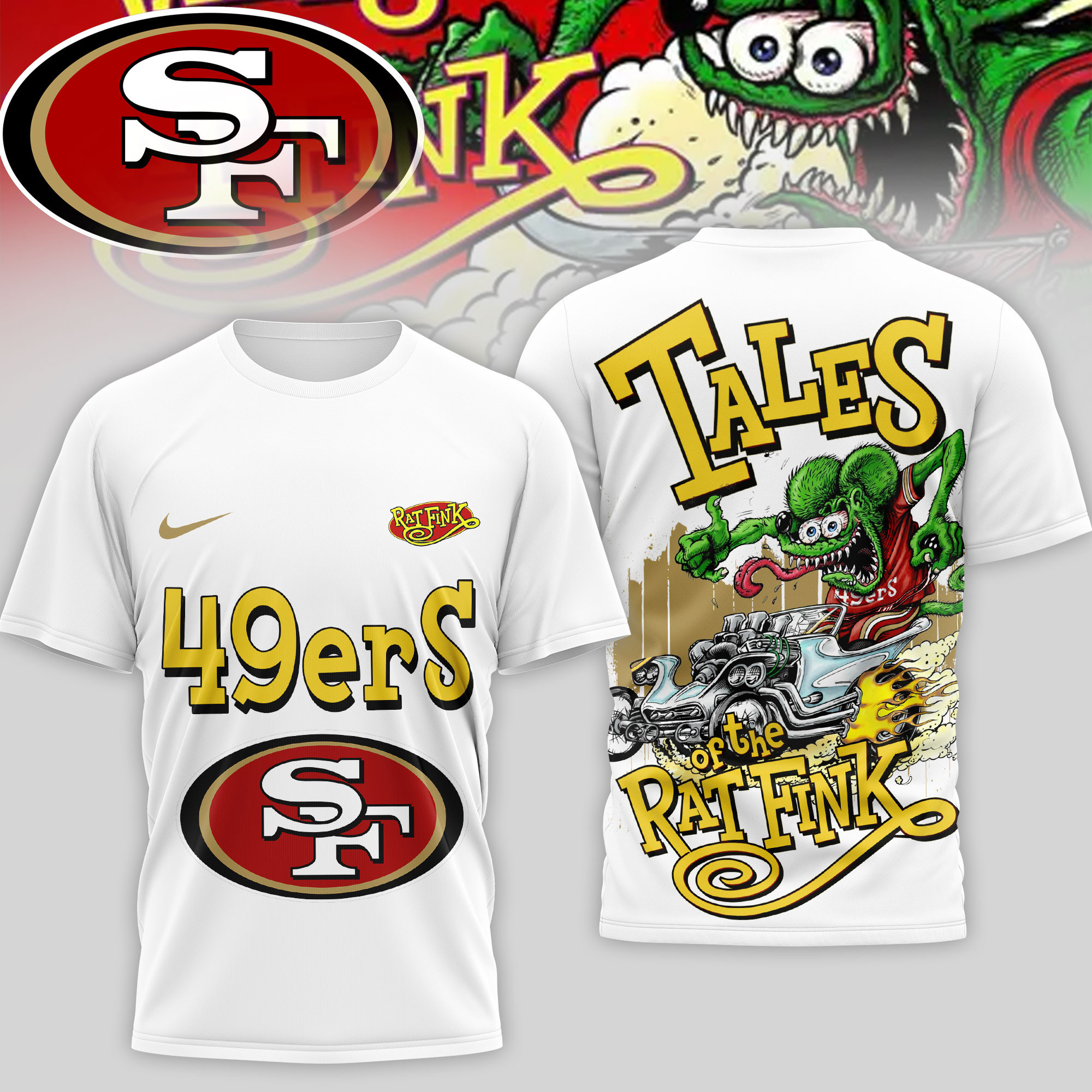San Francisco 49ers | Premium NFL Rat Fink 3D Shirt TD