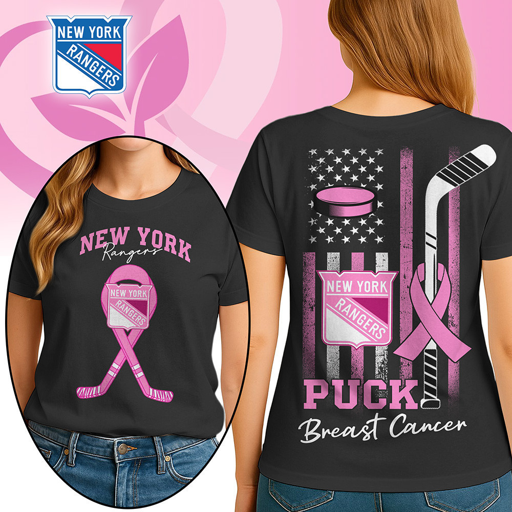 New York Rangers | Premium NHL Puck Breast Cancer 3D Shirt HI