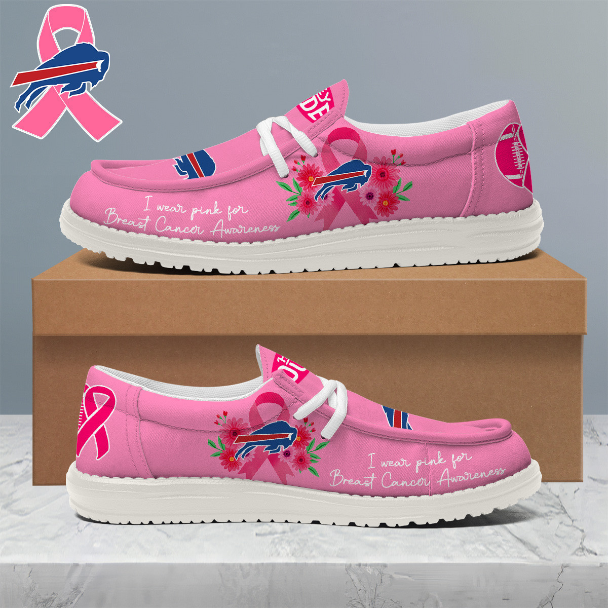 Buffalo Bills | Premium NFL Breast Cancer Loafer Shoes HI