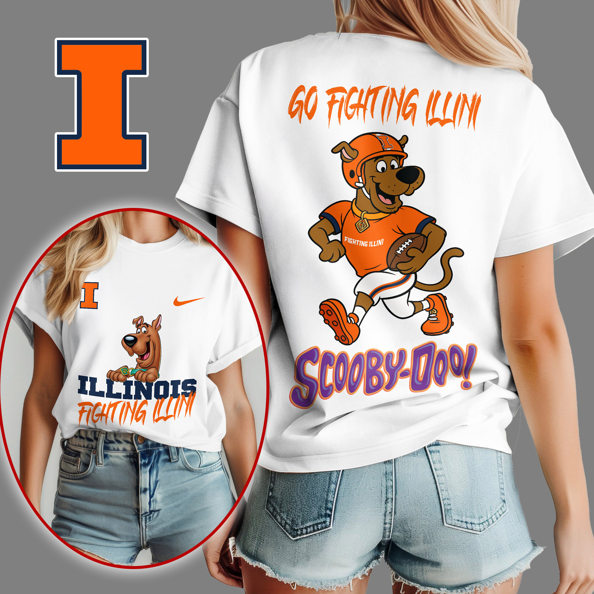 Illinois Fighting Illini | Premium NFL Scooby-Doo Fan Women's Shirt NY
