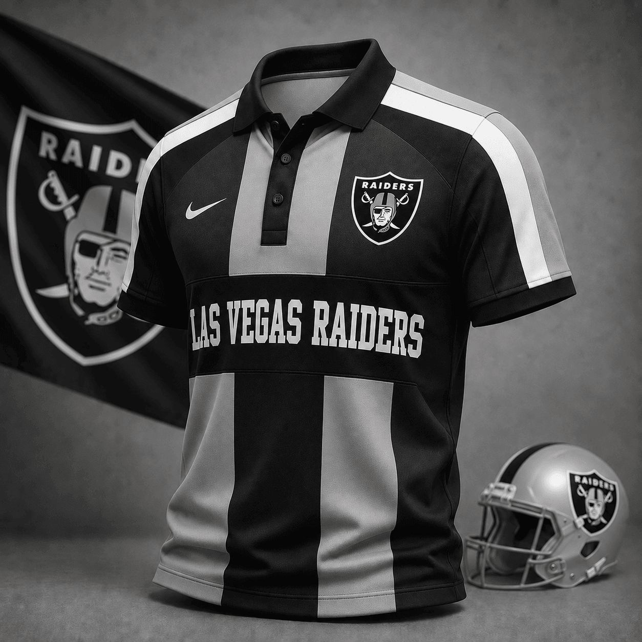 Las Vegas Raiders | Premium NFL Heritage Stripe Rugby Polo Shirt NY