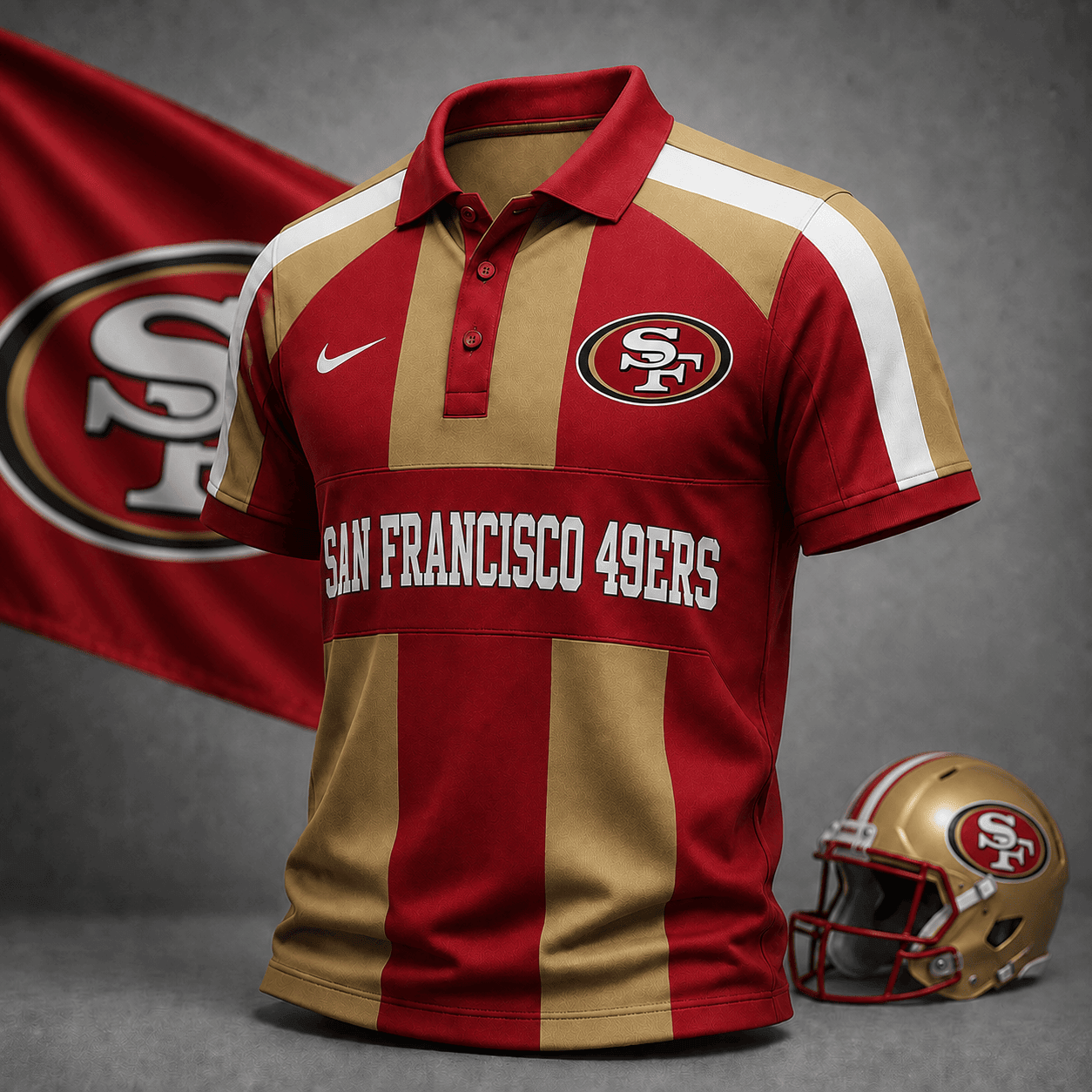 San Francisco 49ers | Premium NFL Heritage Stripe Rugby Polo Shirt NY
