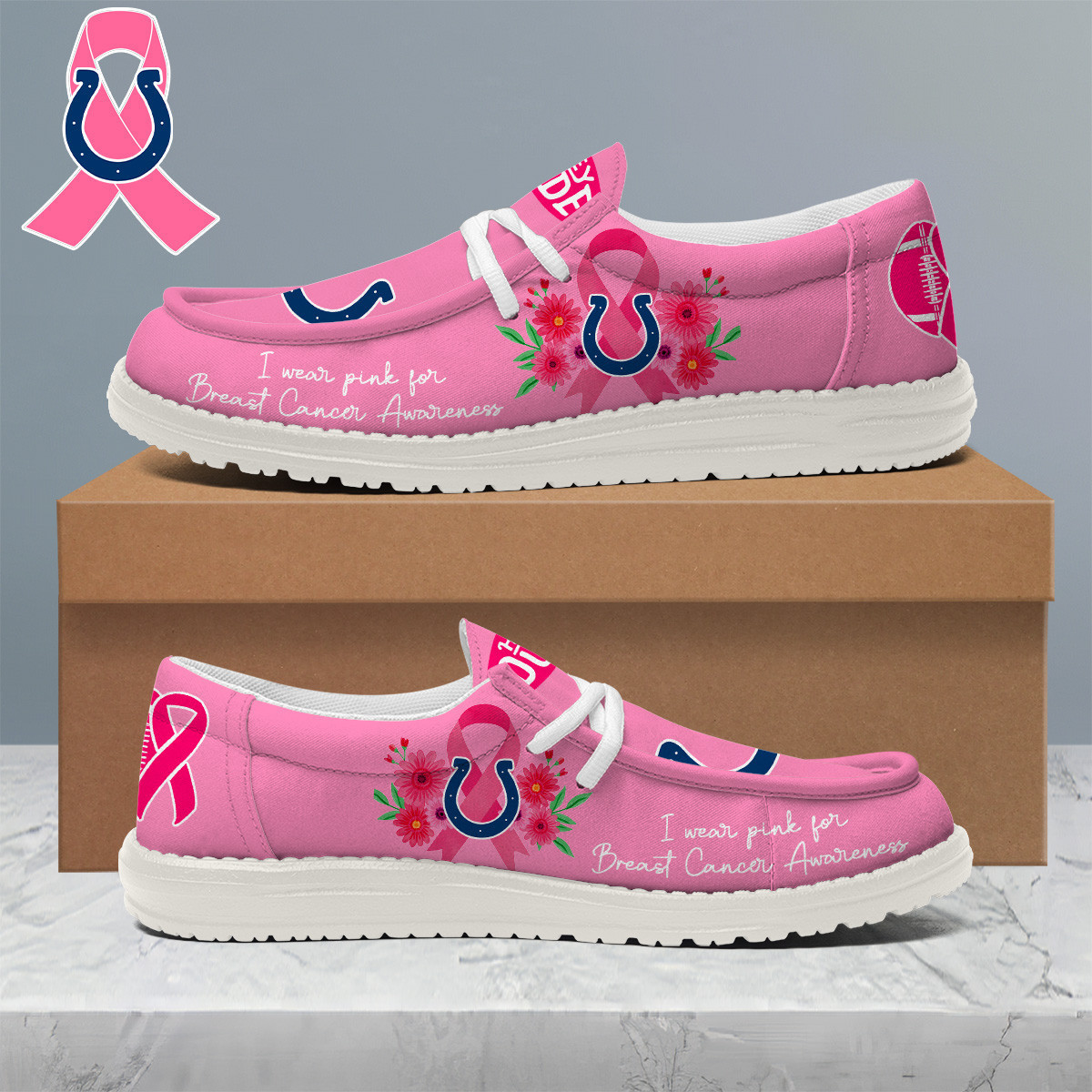 Indianapolis Colts | Premium NFL Breast Cancer Loafer Shoes HI
