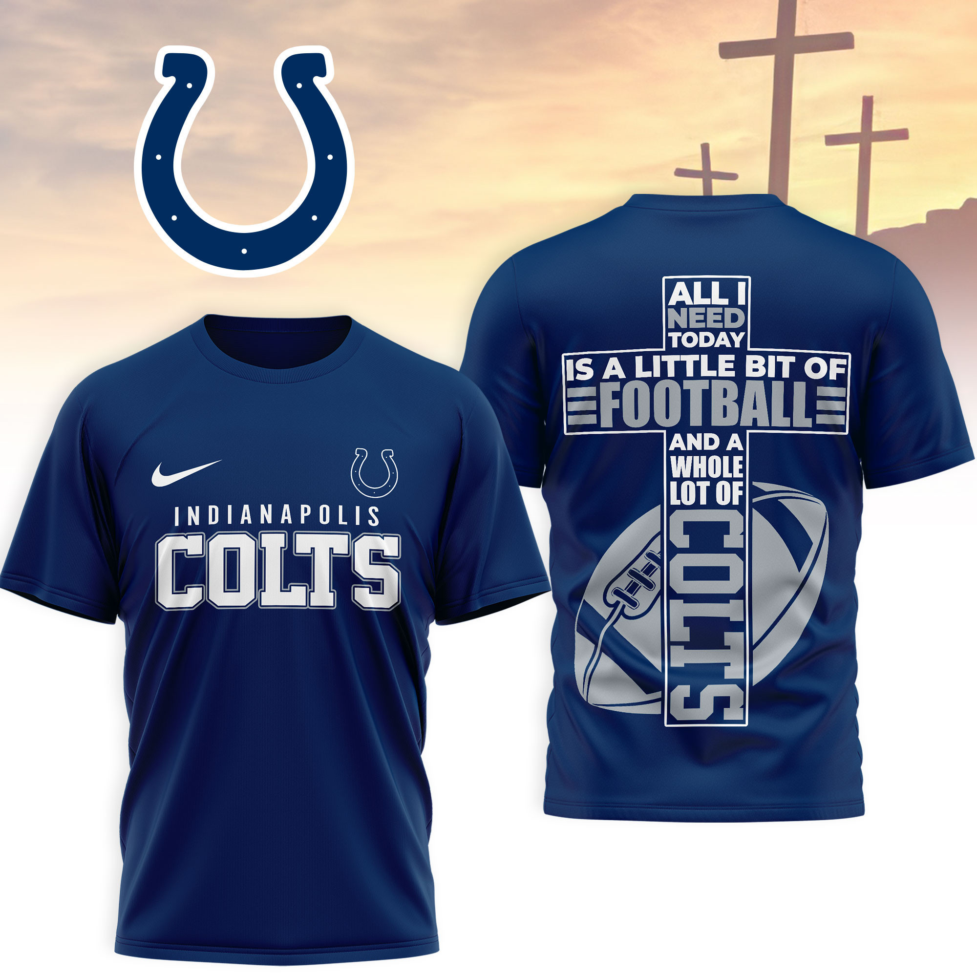Indianapolis Colts | Premium NFL Whole Lot of Football Christian Cross 3D Shirt NY