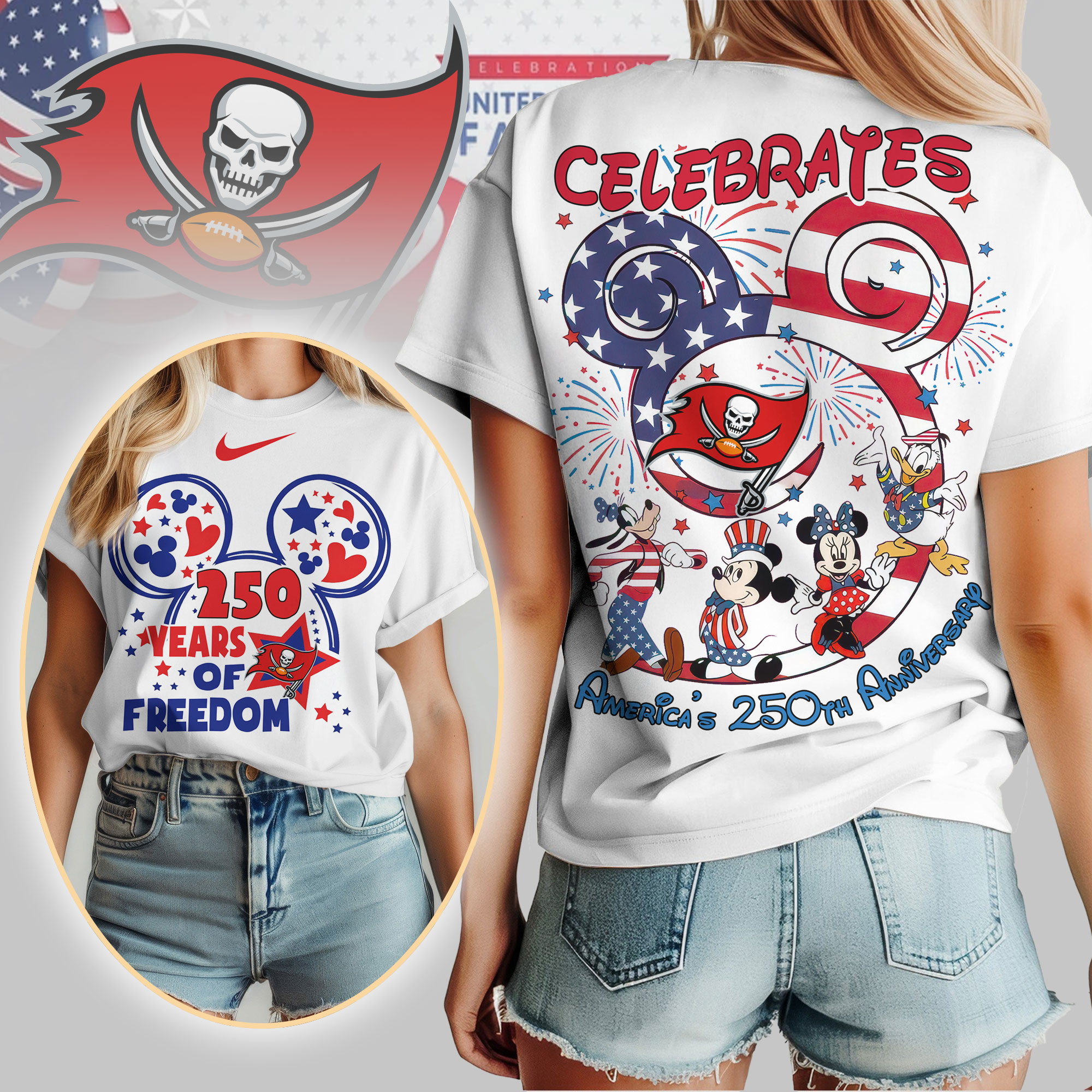 Pittsburgh Steelers | Premium NFL Mickey Celebrates America 250th Anniversary Women Shirt TD