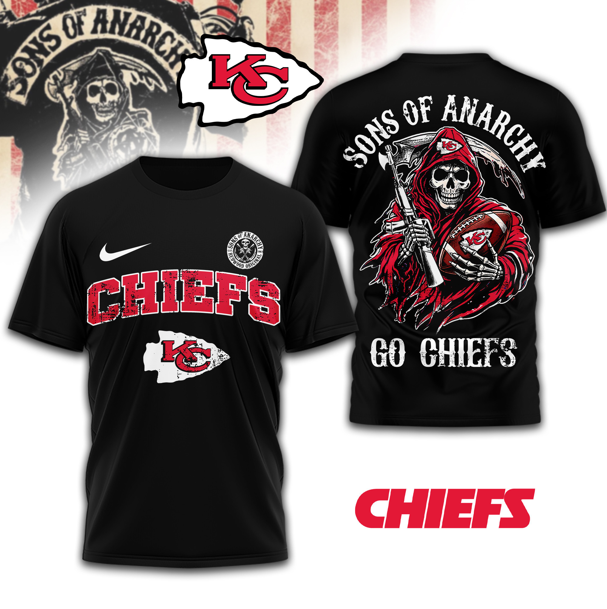 Kansas City Chiefs | Premium NFL Sons of Anarchy 3D Shirt TD