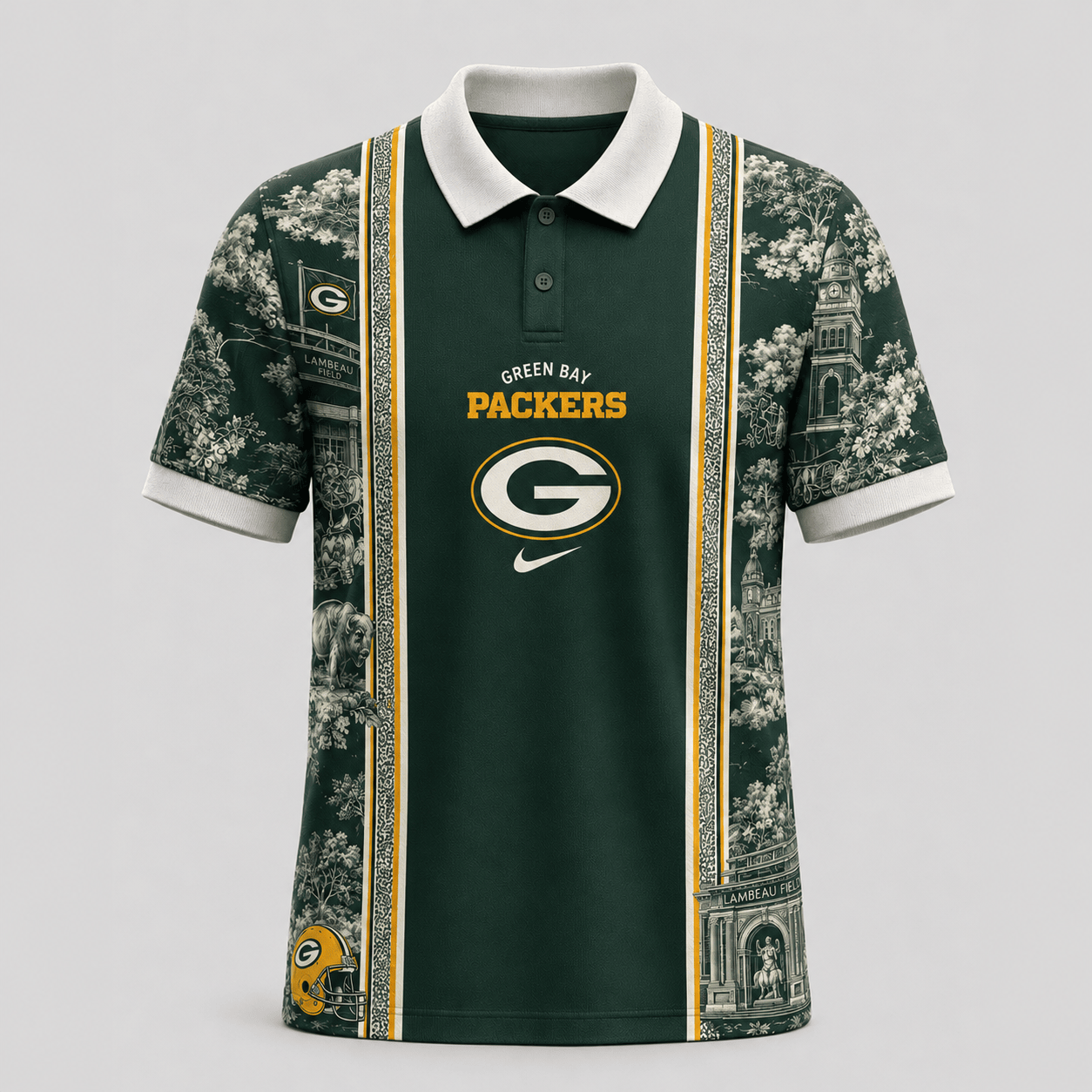 Green Bay Packers | Premium NFL Heritage Cityscape Polo Shirt for Loyal Fans TD