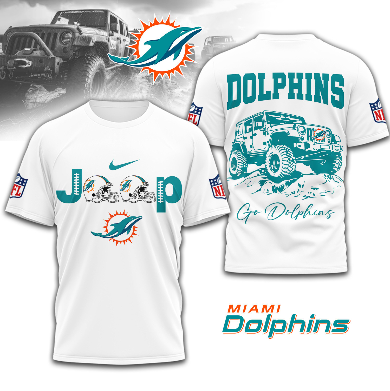 Miami Dolphins | Premium NFL Jeep 3D Shirt TD