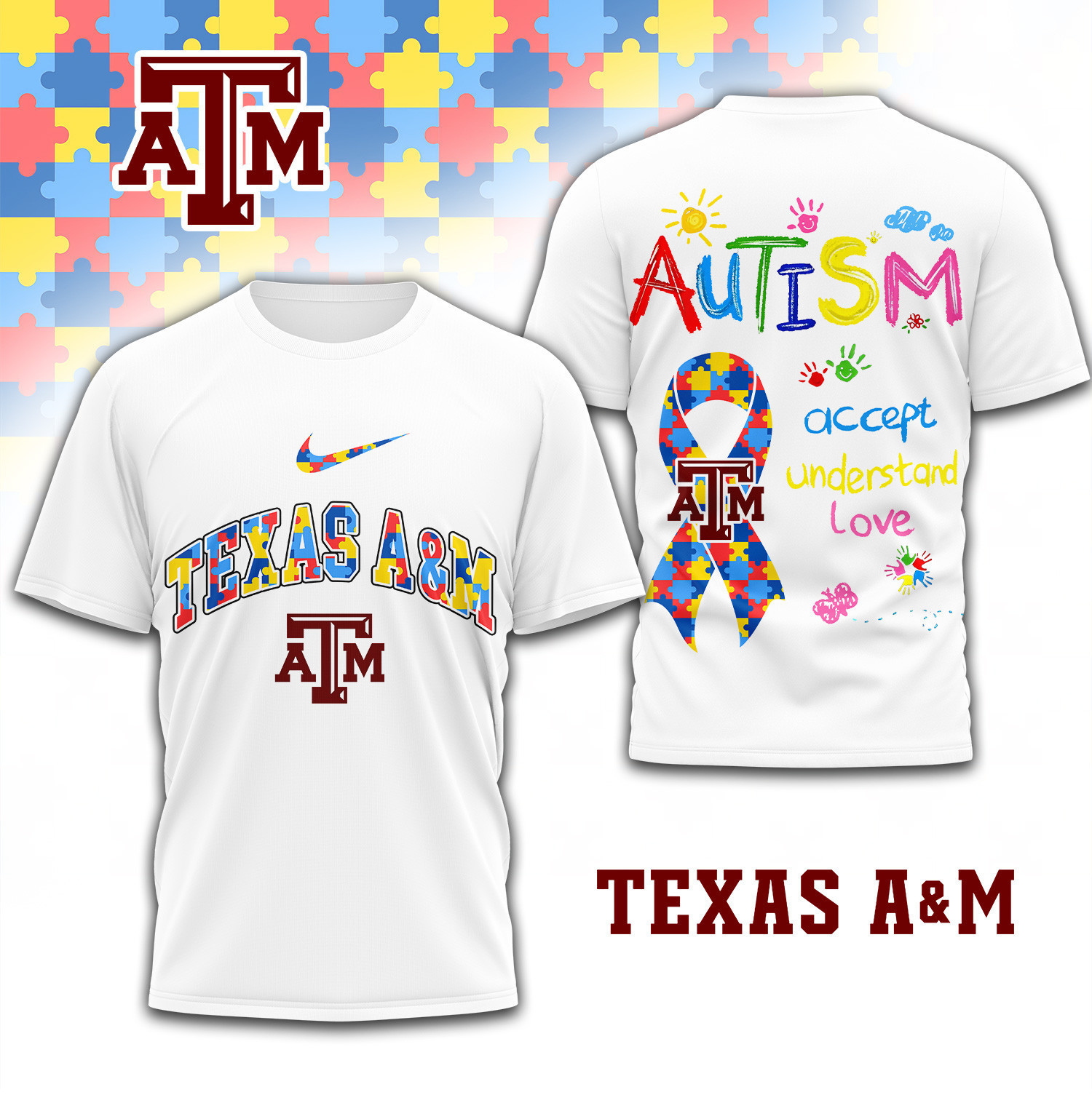Texas A&M Aggies | Premium NCAA Autism 3D Shirt TD