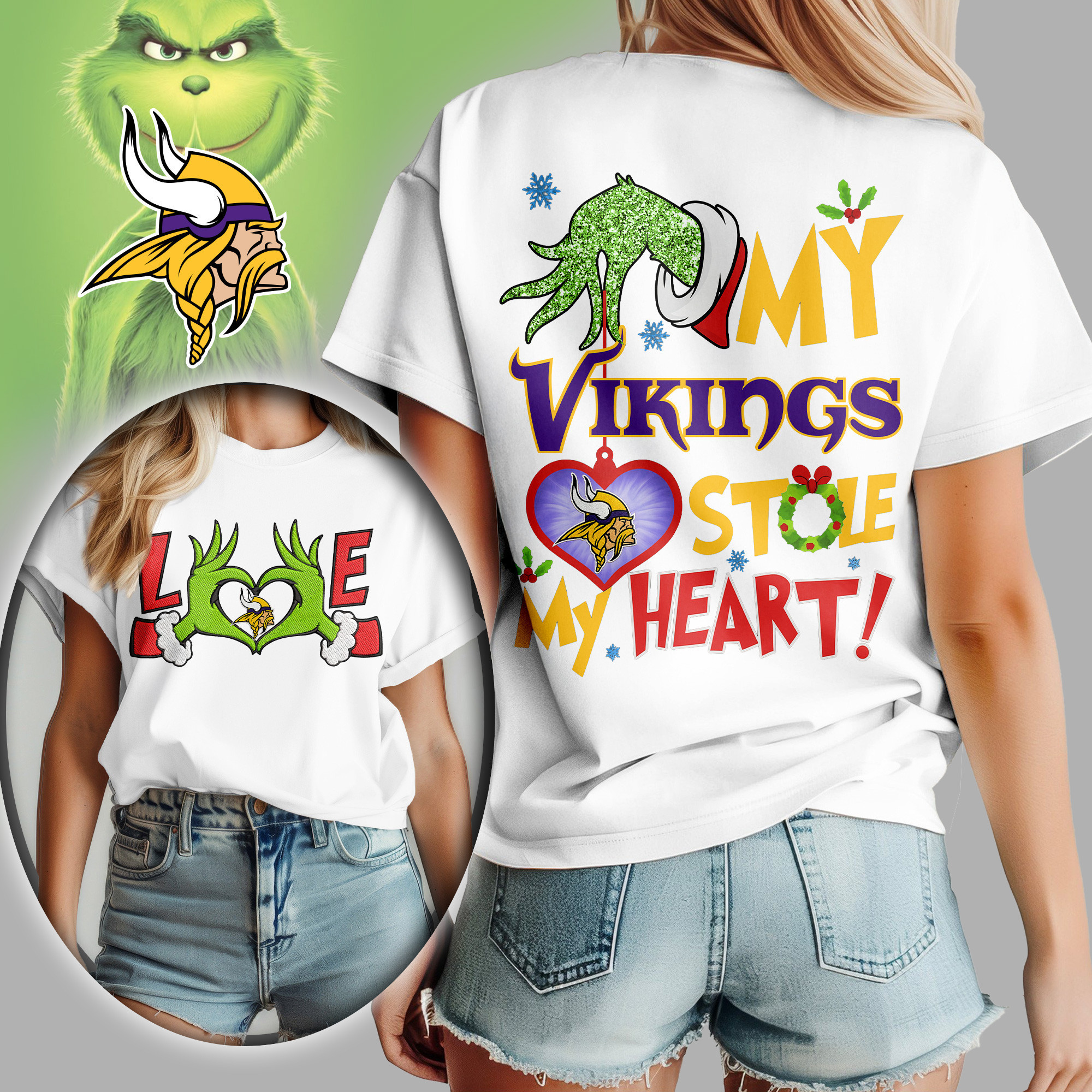 Minnesota Vikings | Premium NFL Grinch Women's Shirt TD