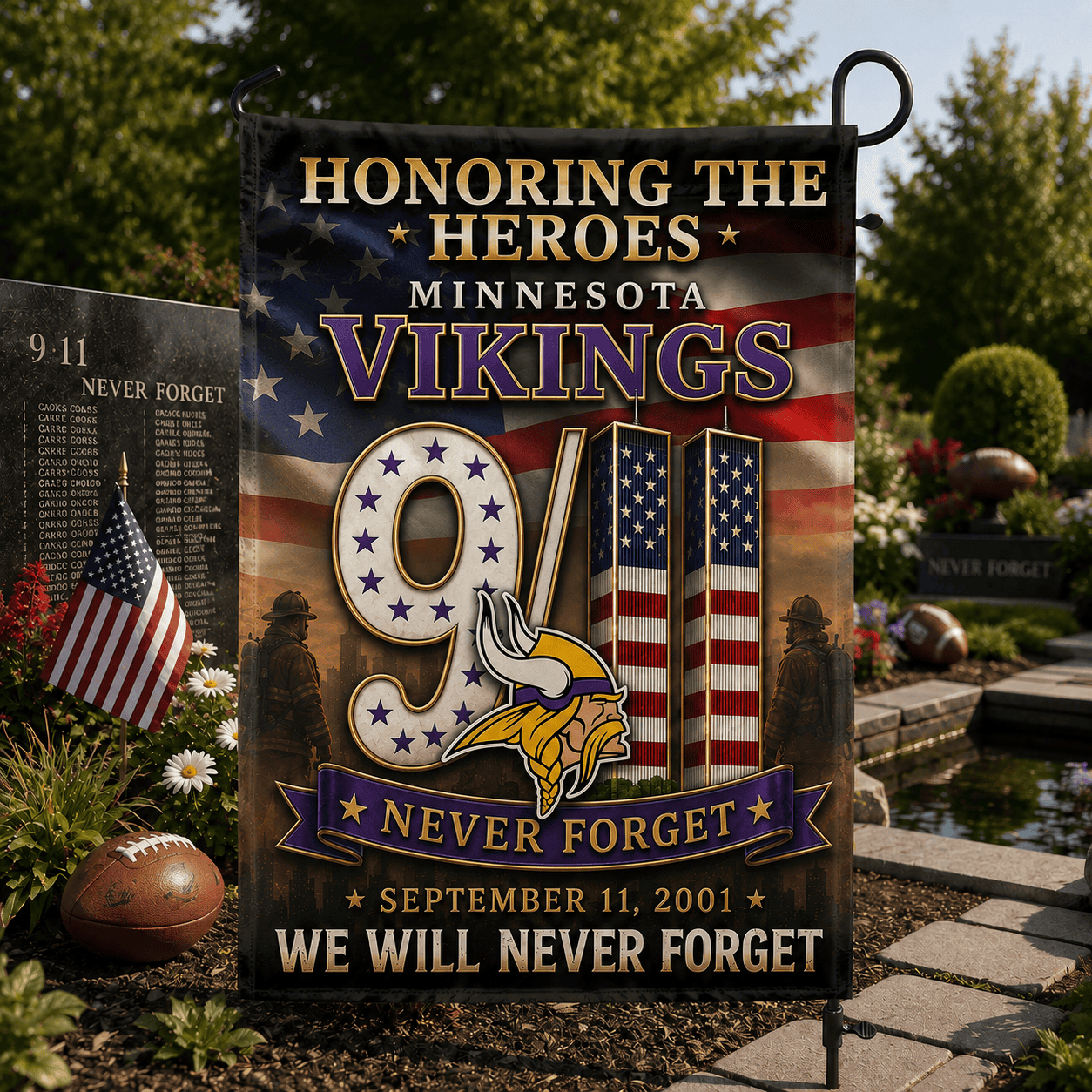 Minnesota Vikings| Premium NFL Never Forget 9/11 Flag NY