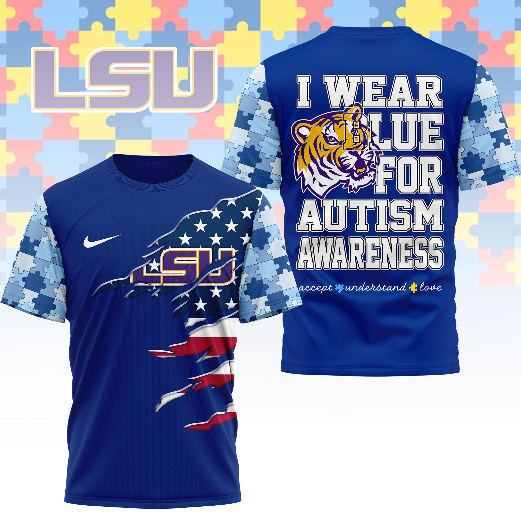 LSU Tigers | Premium NCAA Autism Strong 3D Shirt NY
