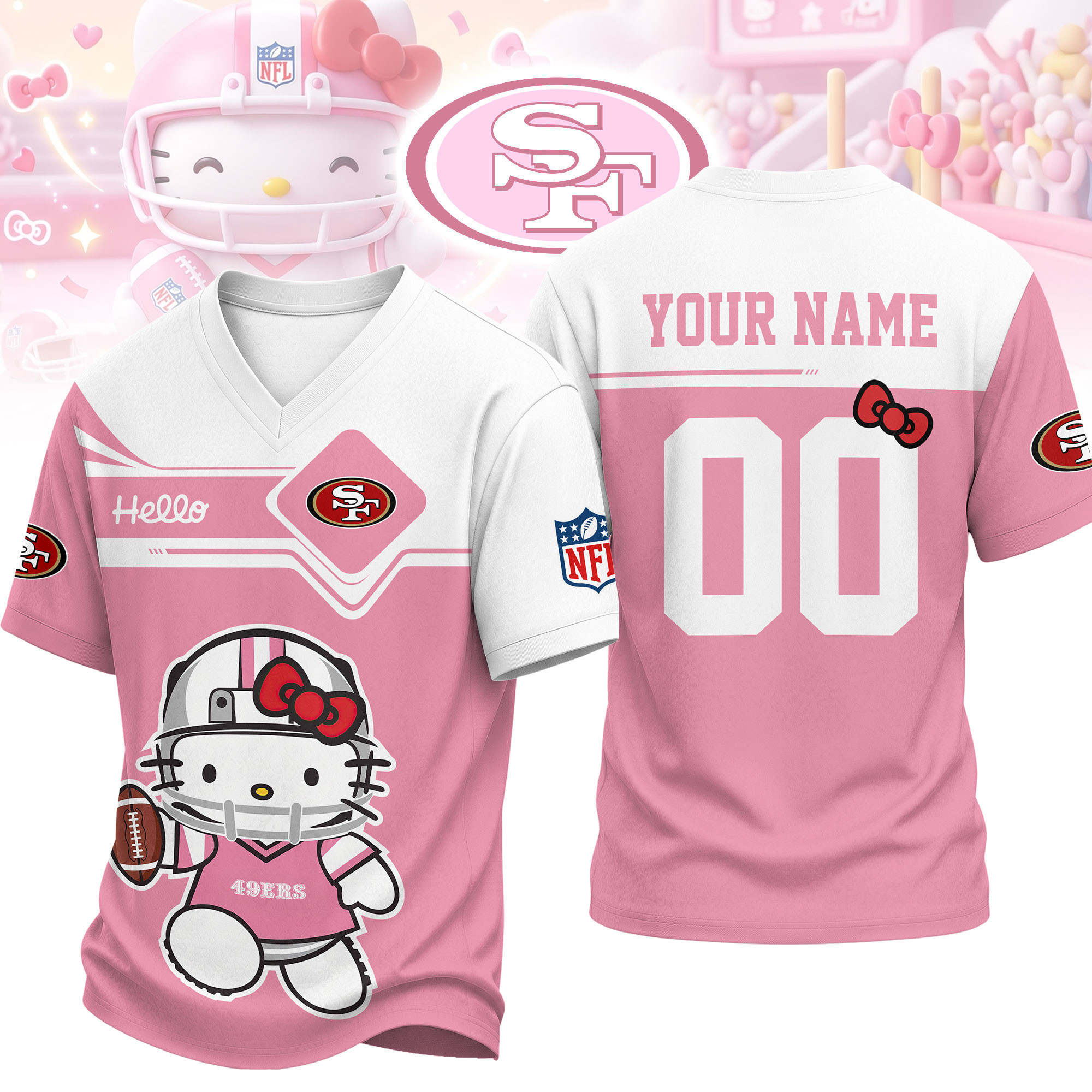 San Francisco 49ers | Premium NFL Touchdown Kitty V-Neck Jersey NTH1
