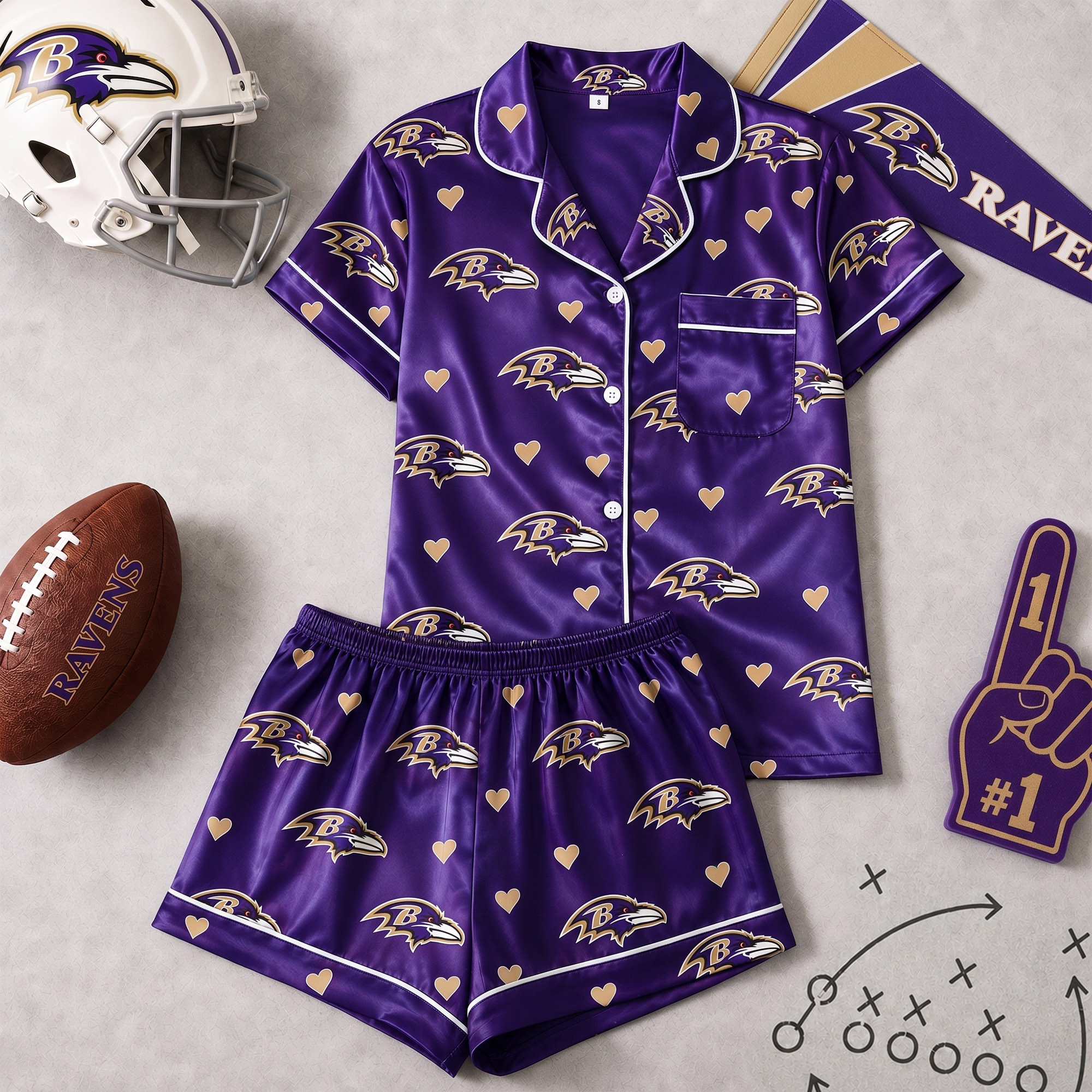 Baltimore Ravens | Premium NFL Love Satin Pajamas Set NY