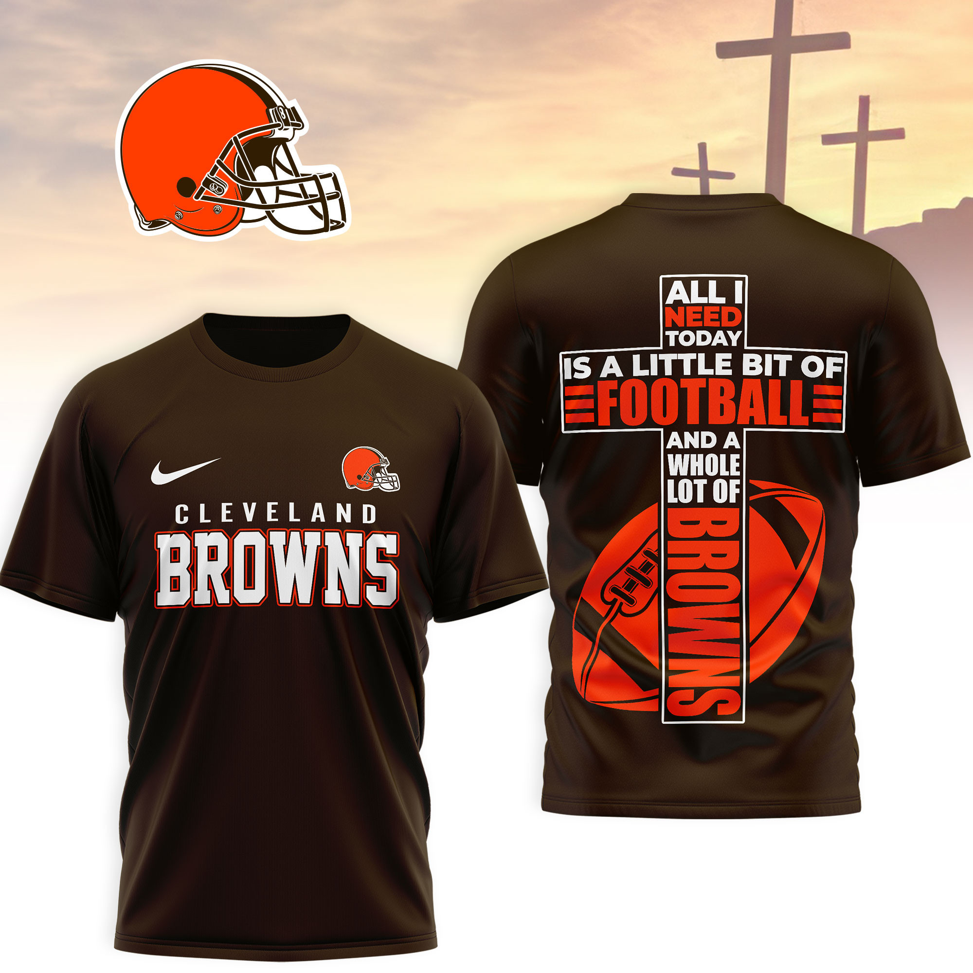Cleveland Browns | Premium NFL Whole Lot of Football Christian Cross 3D Shirt NY