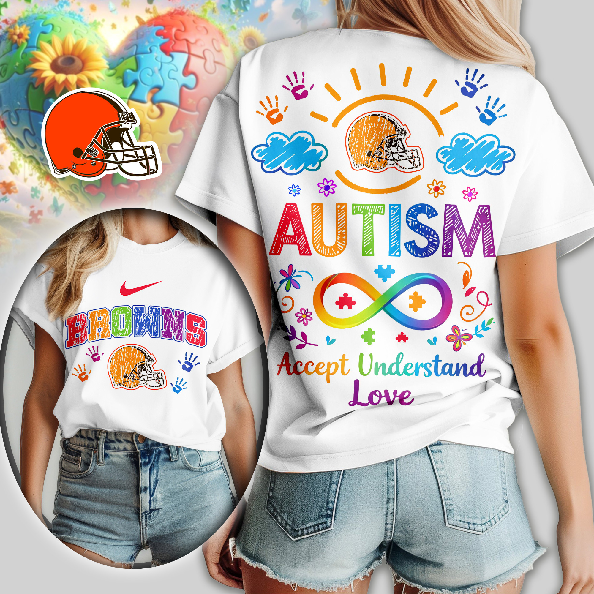 Cleveland Browns | Premium NFL National Autism Acceptance Month Women Shirt TD