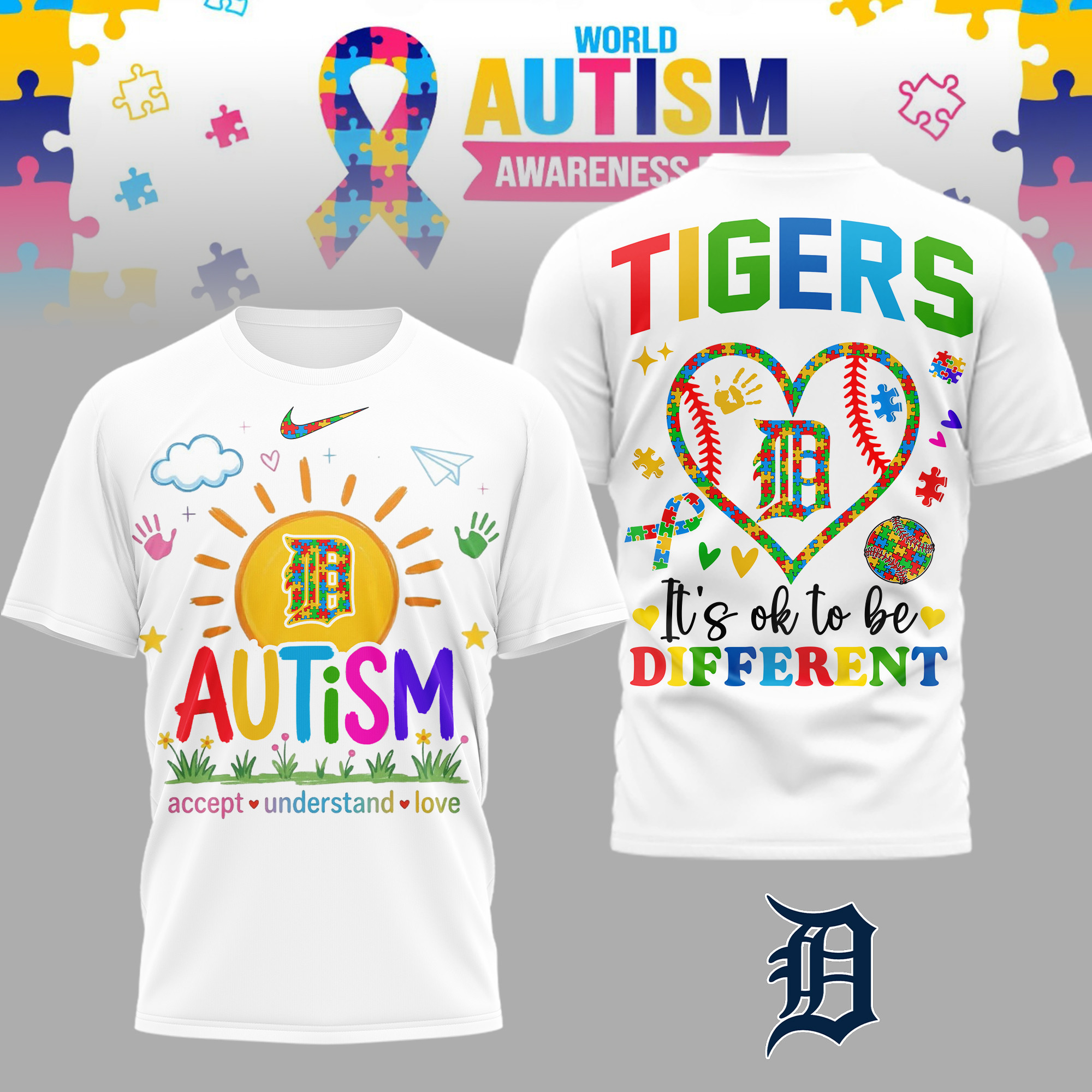 Detroit Tigers | Premium MLB Autism Acceptance 3D Shirt TD