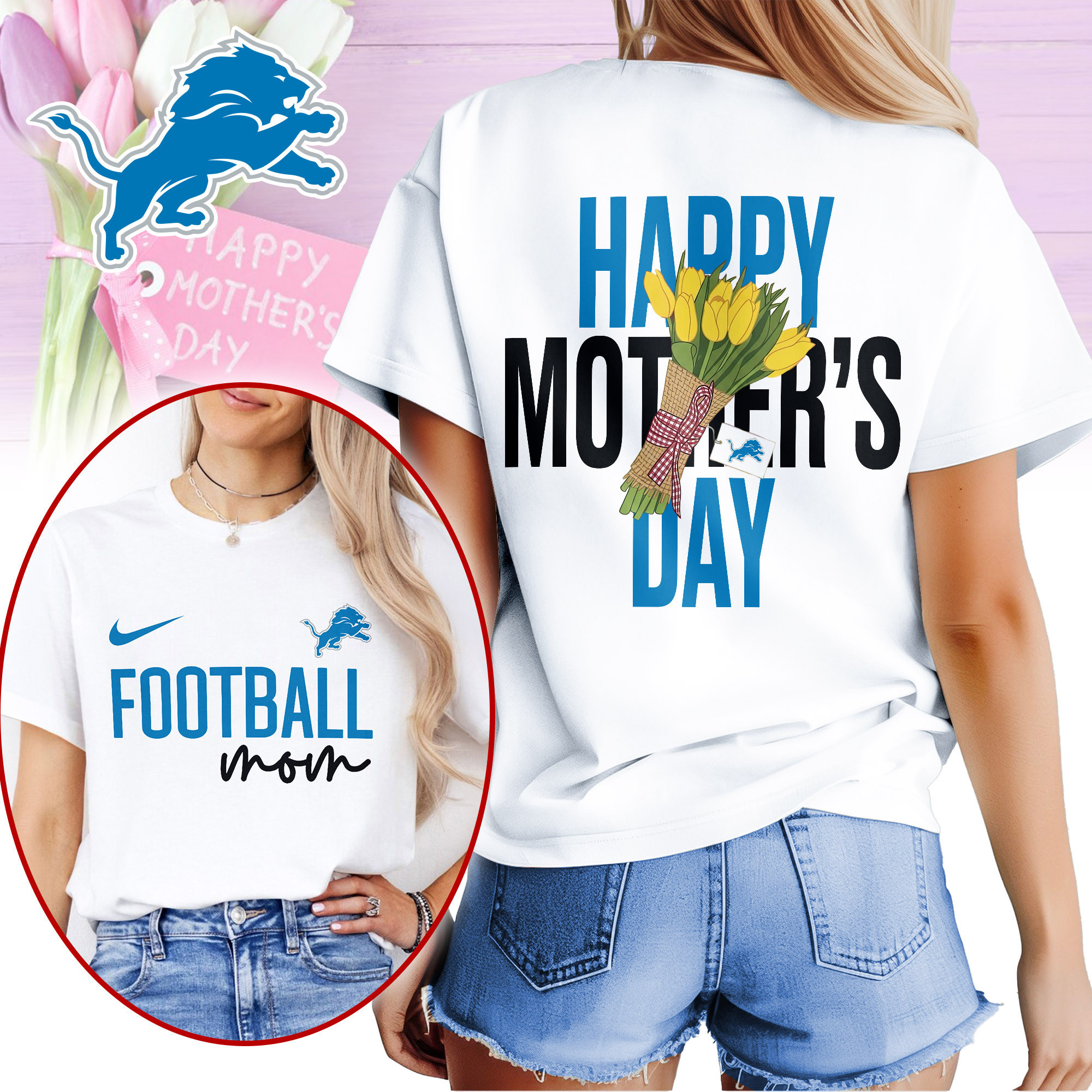 Detroit Lions | Premium NFL Happy Mother Day 3D Shirt NP