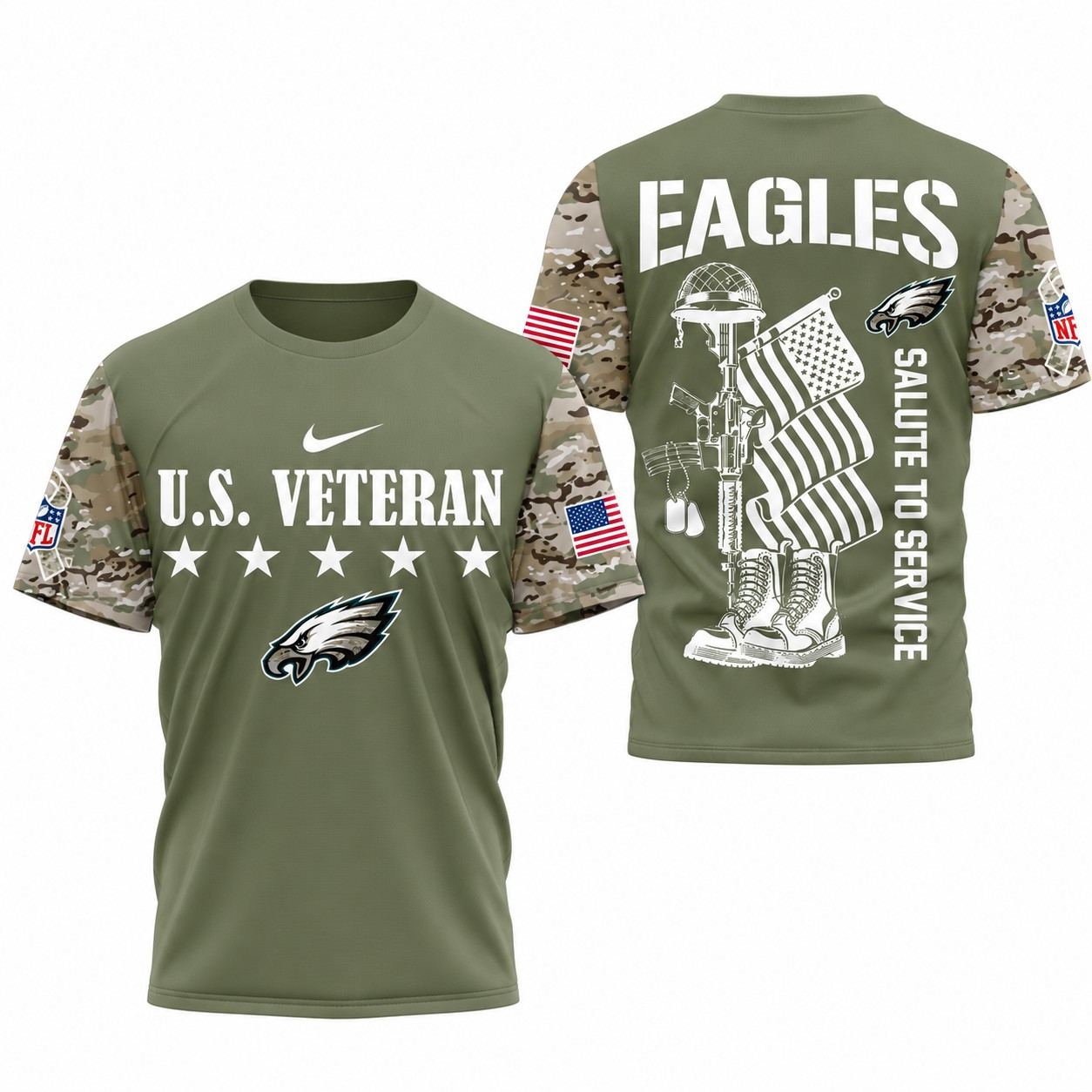 Philadelphia Eagles | Premium NFL Salute To Service 3D Shirt TD