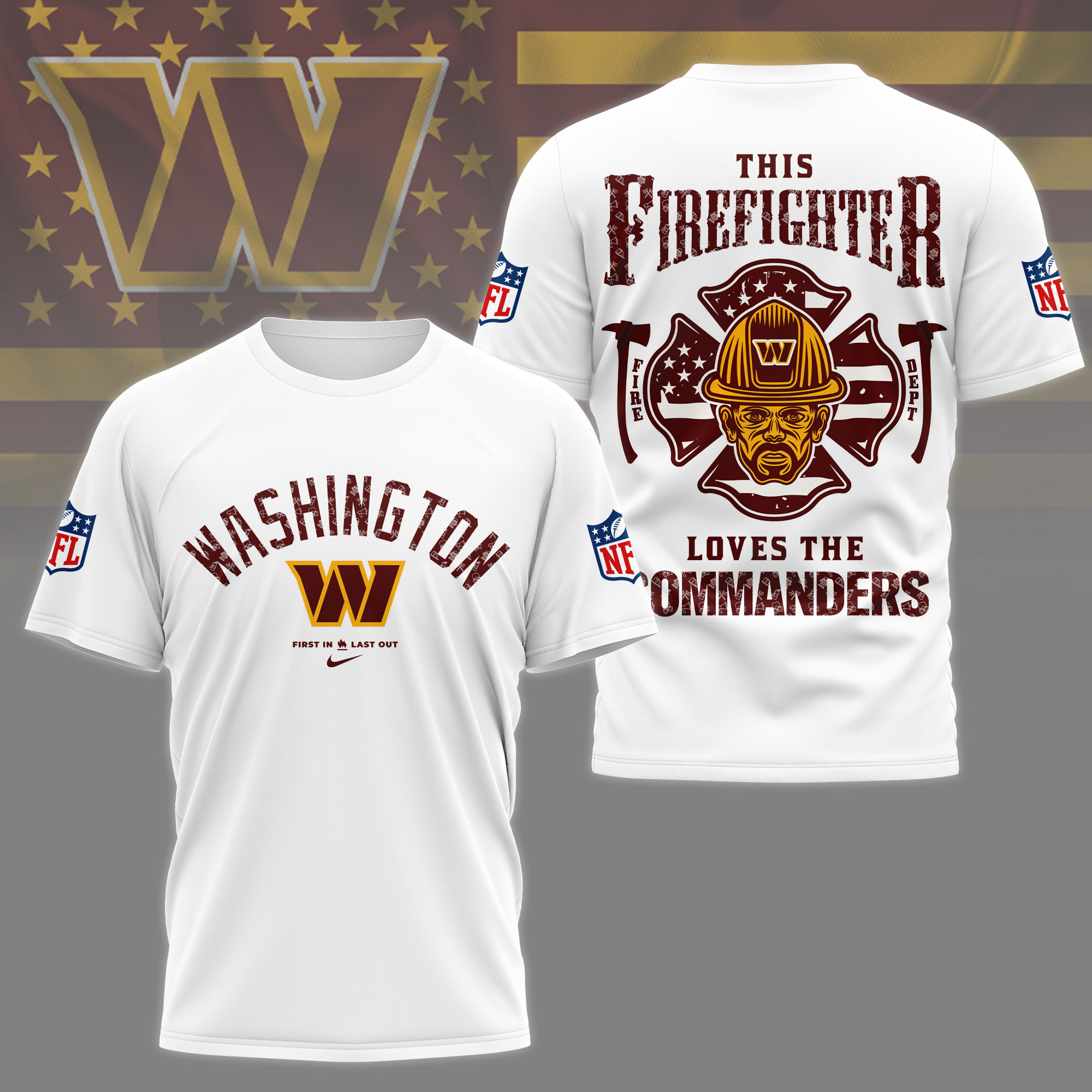 Washington Commanders | Premium NFL Firefighter Tribute 3D Shirt NY