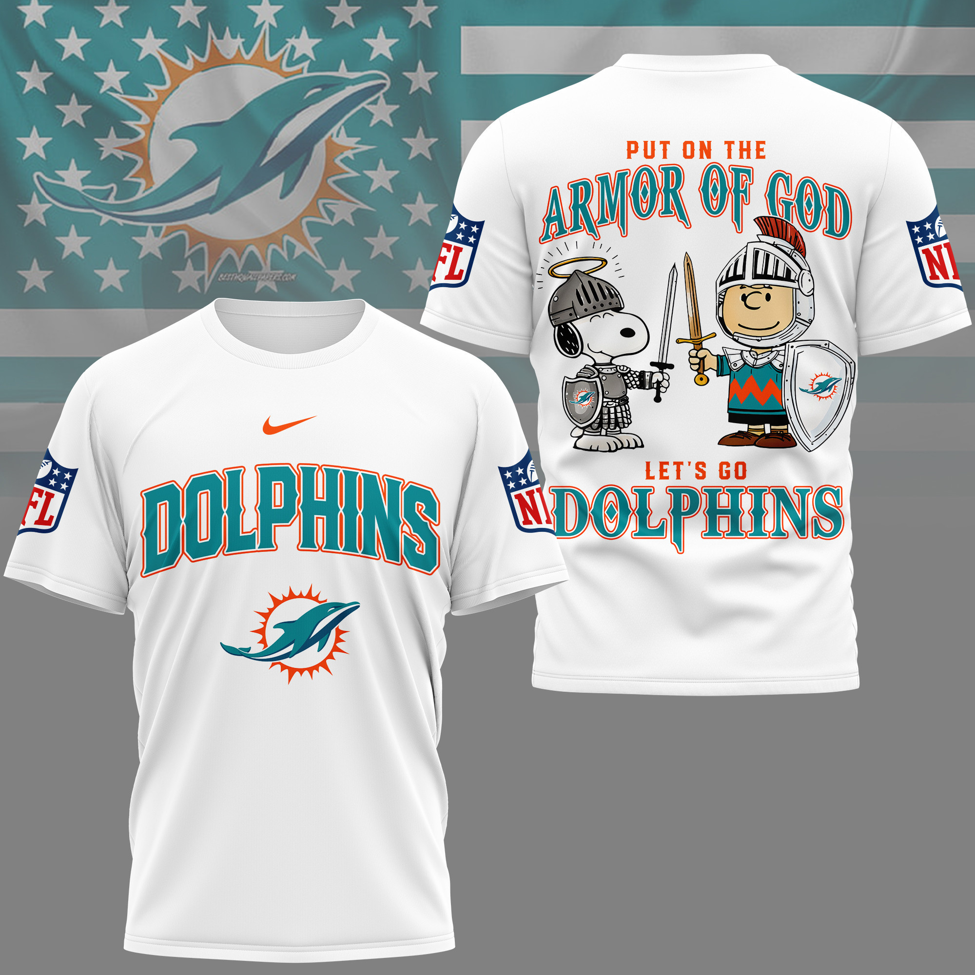 Miami Dolphins | Premium NFL Armor of God 3D Shirt NY