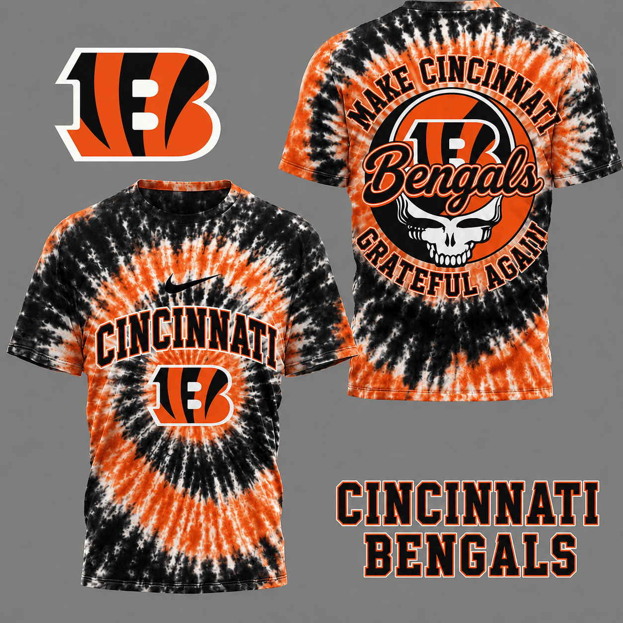 Cincinnati Bengals | Premium NFL Grateful Again Tie Dye 3D Shirt NY
