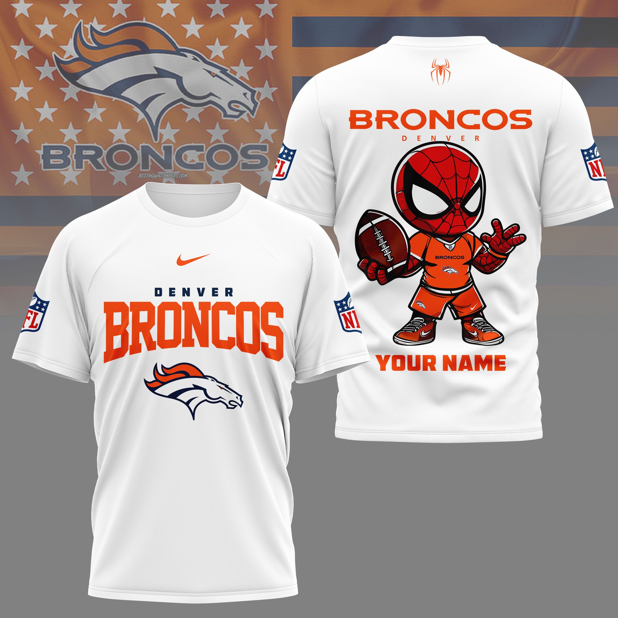 Denver Broncos | Premium NFL Spider Hero Custom 3D Shirt NY