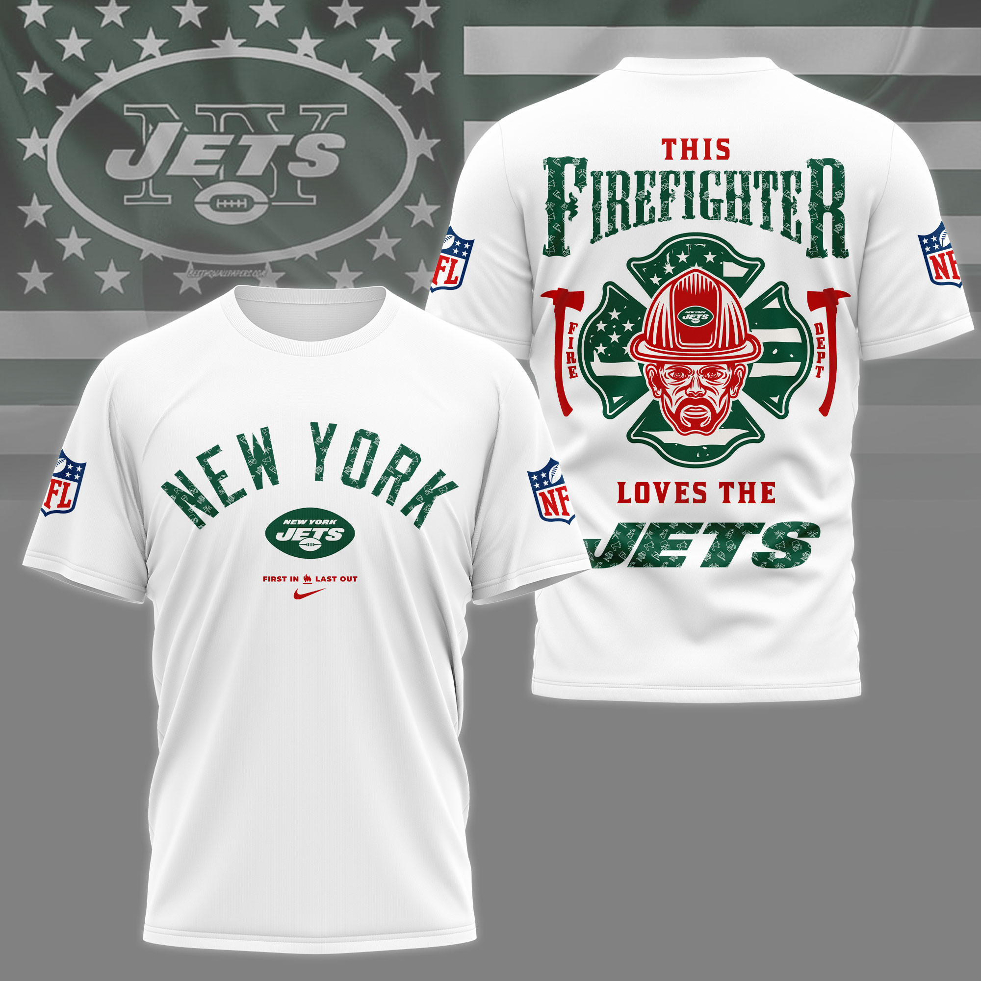 New York Jets | Premium NFL Firefighter Tribute 3D Shirt NY