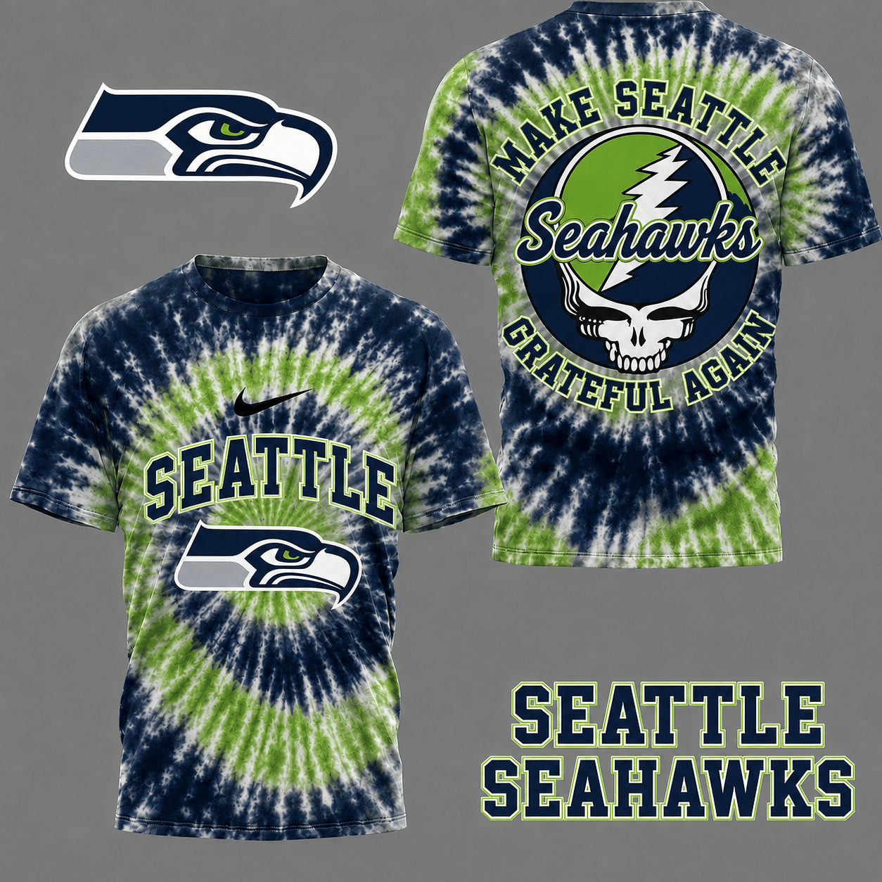 Seattle Seahawks | Premium NFL Grateful Again Tie Dye 3D Shirt NY