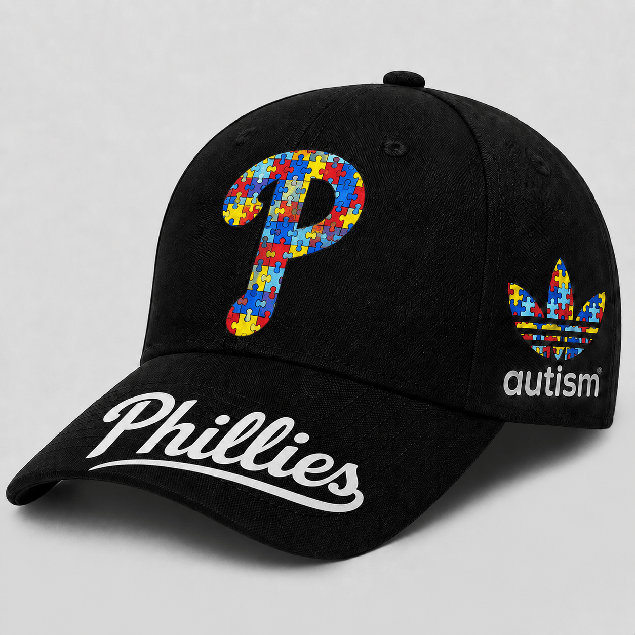 Philadelphia Phillies | Premium MLB Puzzle Heart Autism Baseball Cap