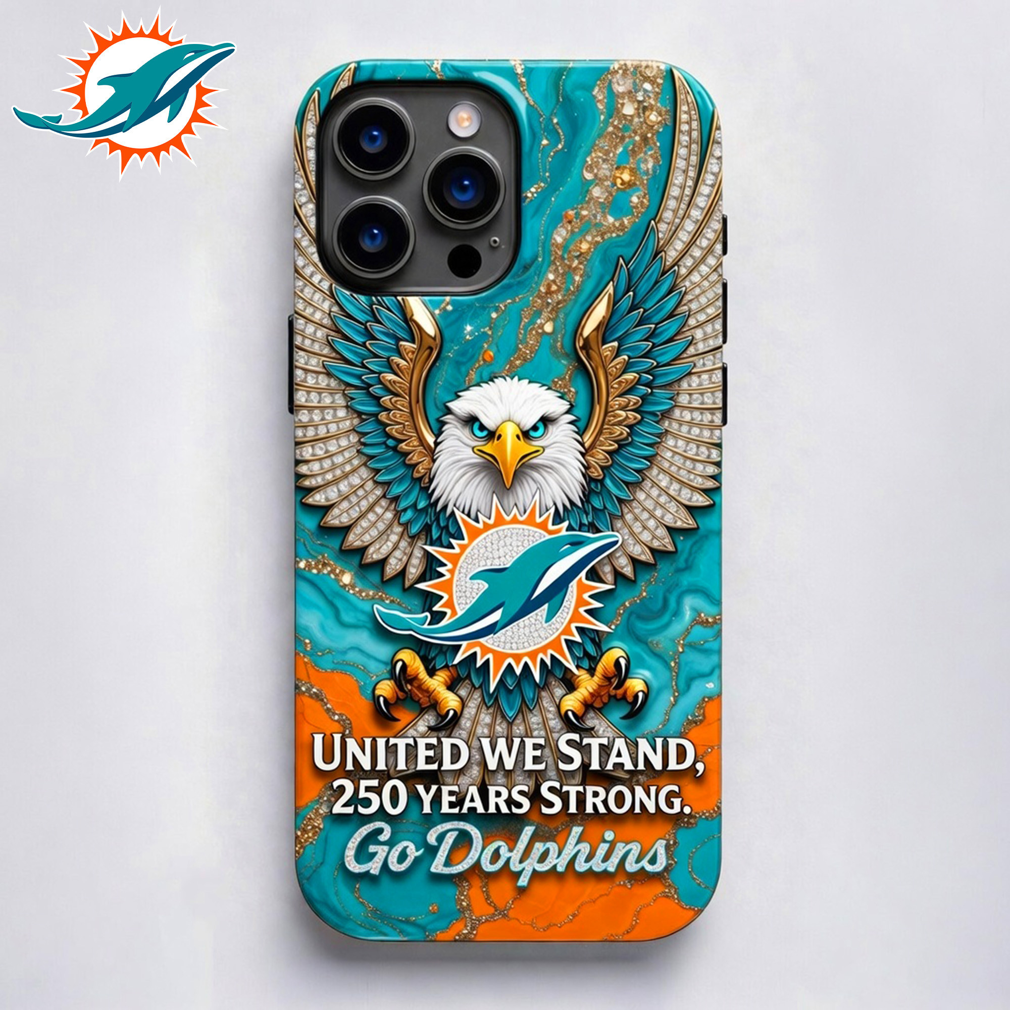 Miami Dolphins | Premium NFL 250 Years Of America Freedom Luxury Phone Case NY
