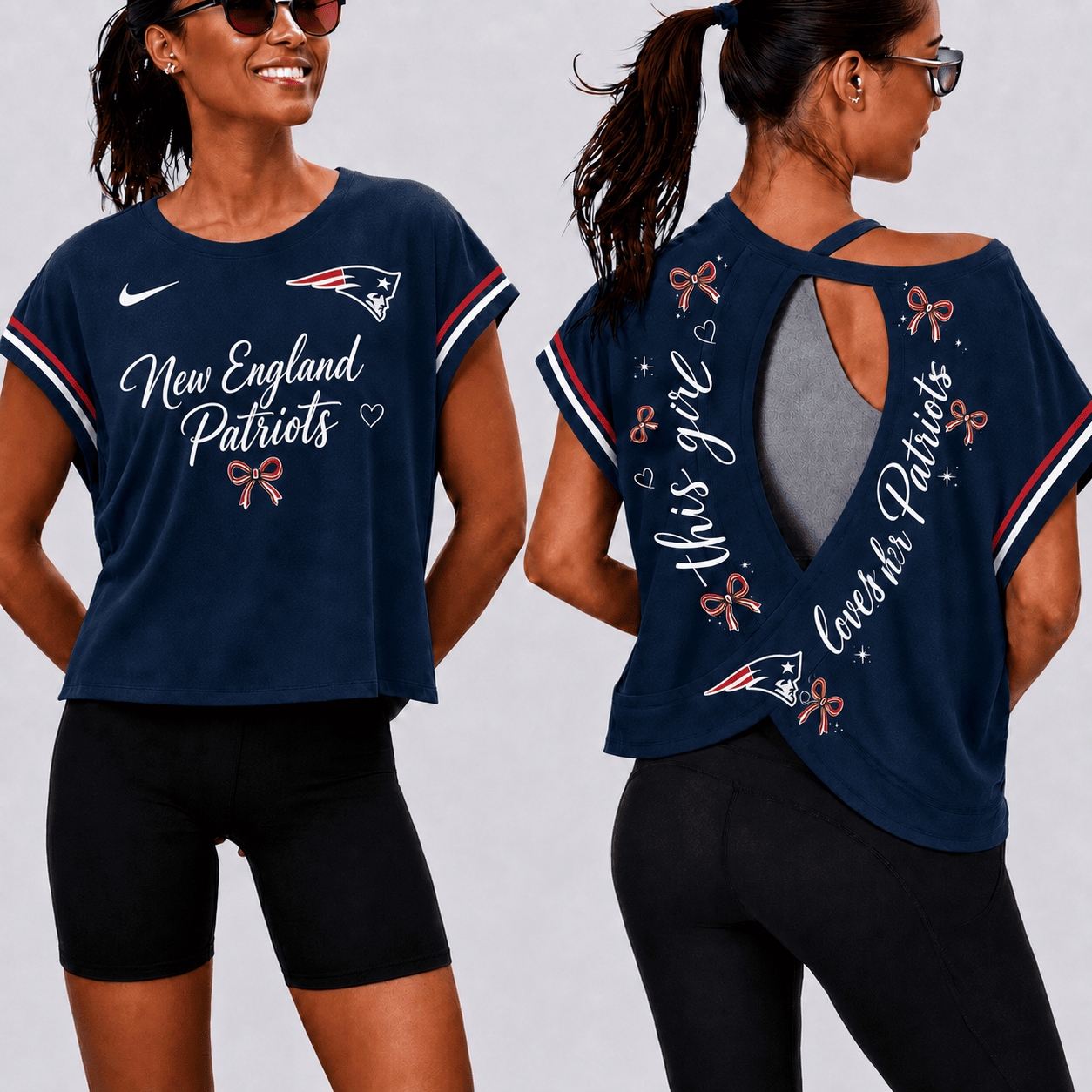 New England Patriots | Premium NFL Open Back Workout Shirts Short Sleeve NY