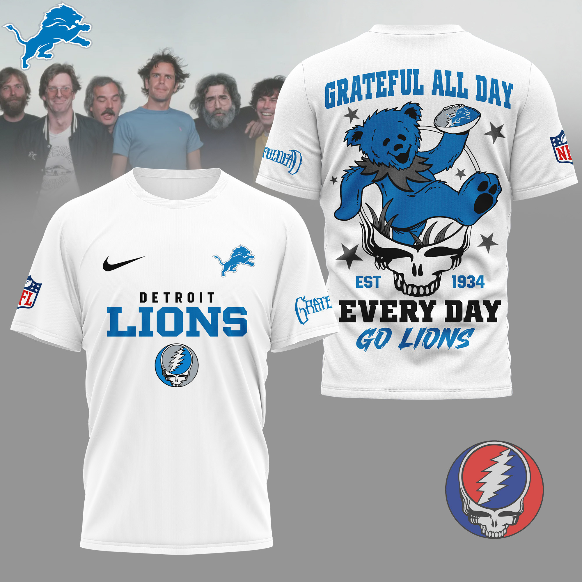 Detroit Lions | Premium NFL Grateful Dead Fan 3D Shirt NY
