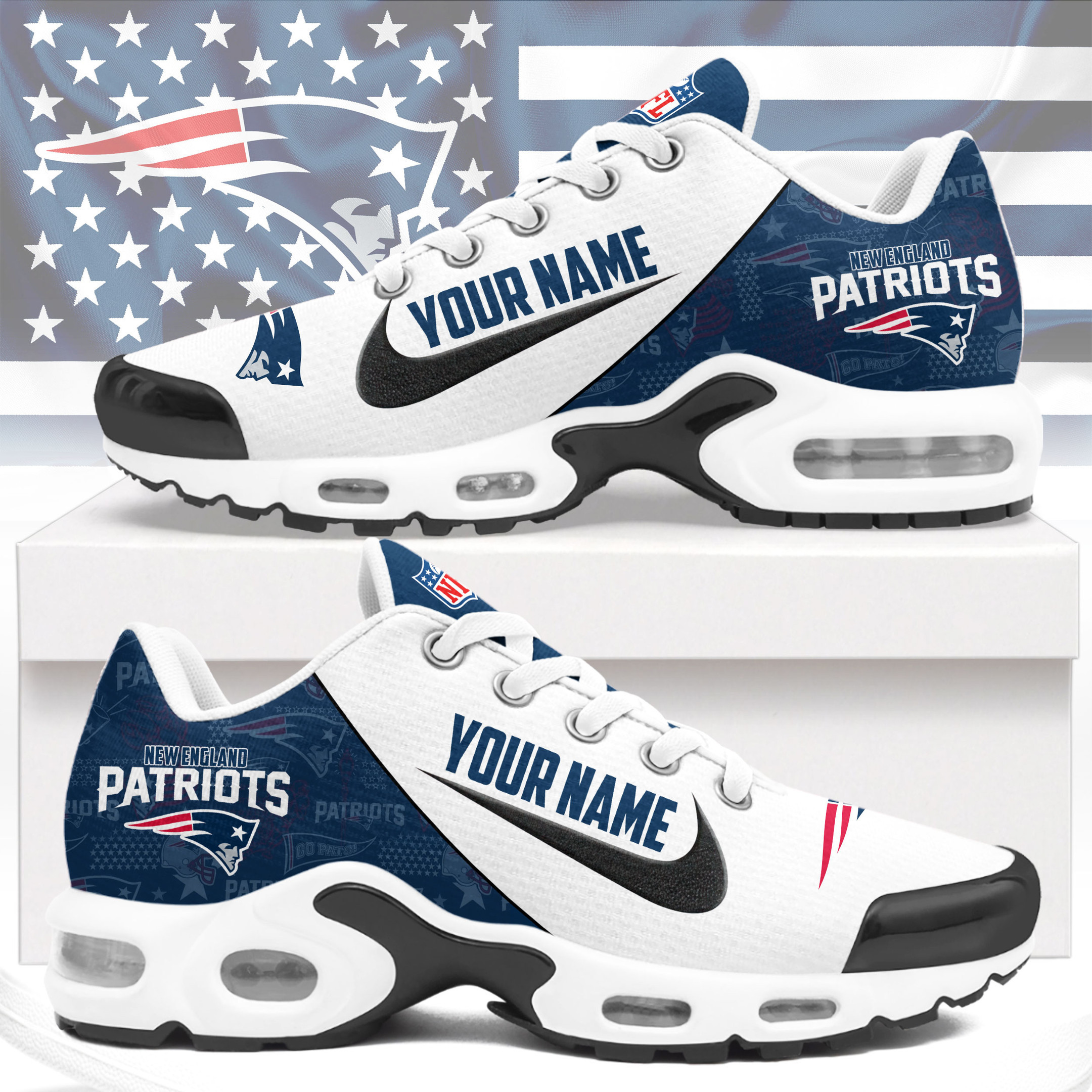 New England Patriots | Premium NFL Custom Name Running Air Max Shoes NTH1