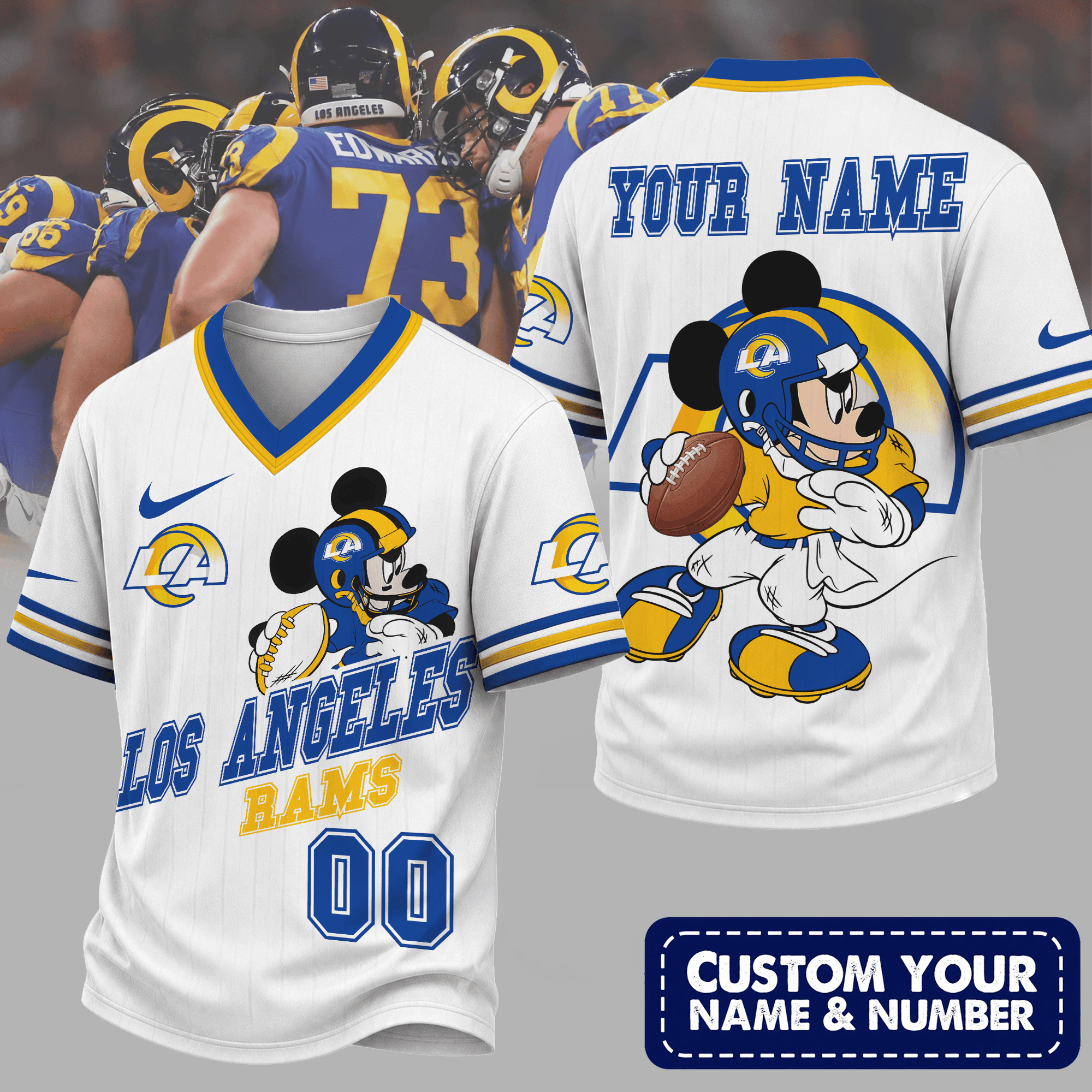 Los Angeles Rams | Premium NFL Mickey Quarterback V-Neck Jersey NTH1