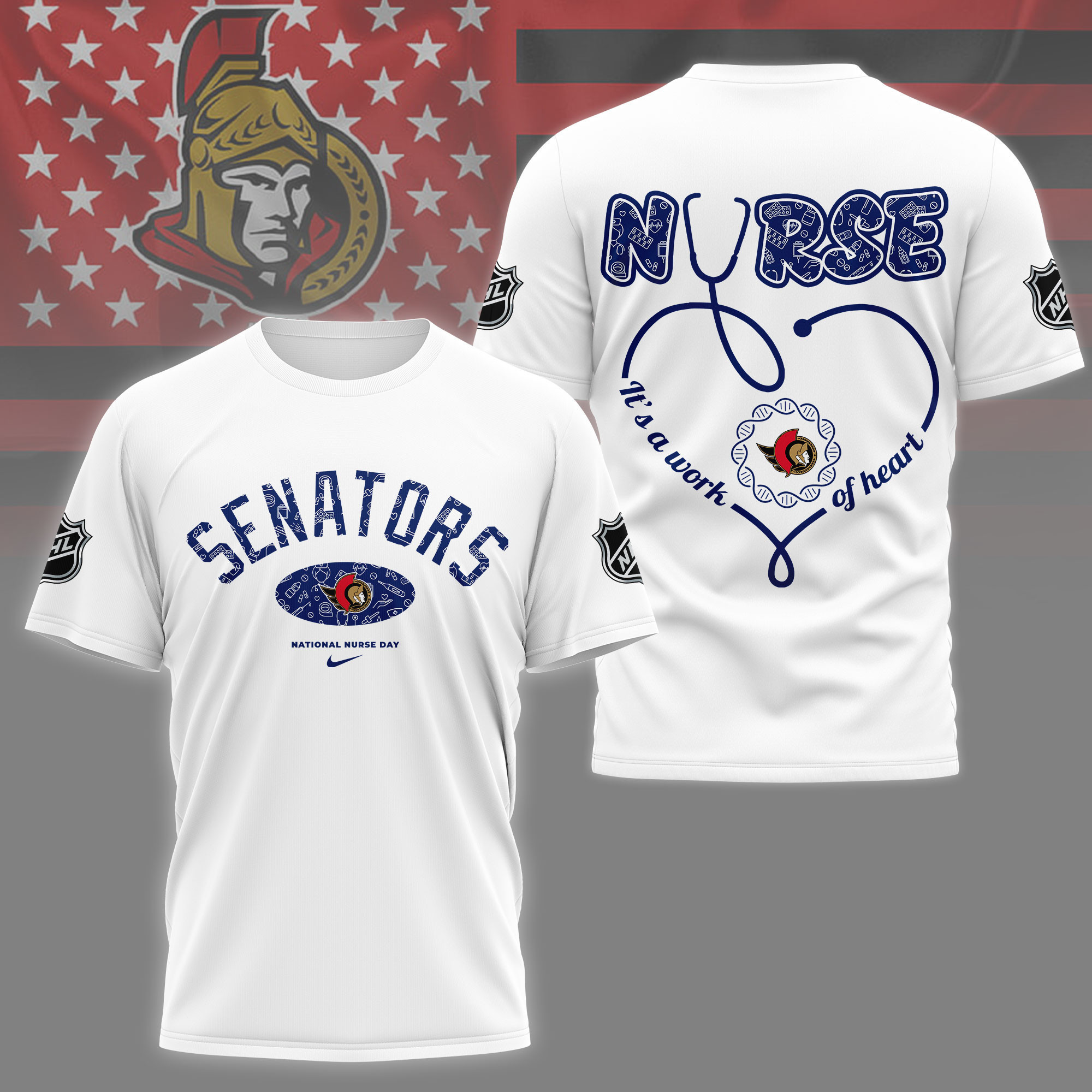 Ottawa Senators | Premium NHL Nurse Appreciation Month 3D Shirt NY