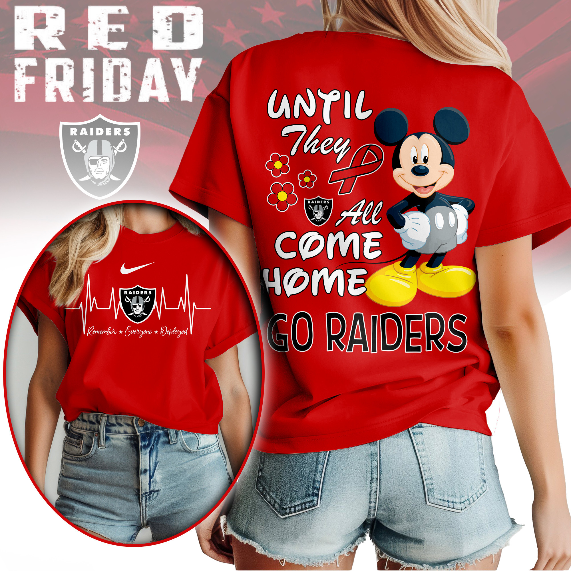 Las Vegas Raiders | Premium NFL Mickey Red Friday 3D Shirt NY